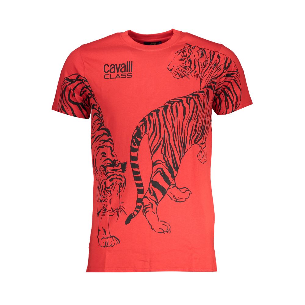 Cavalli Class Red Cotton Men T-Shirt | Regal Royce