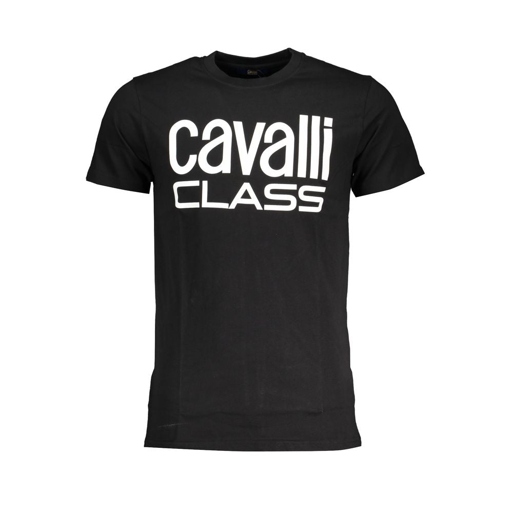 Cavalli Class Black Cotton Men T-Shirt | Regal Royce