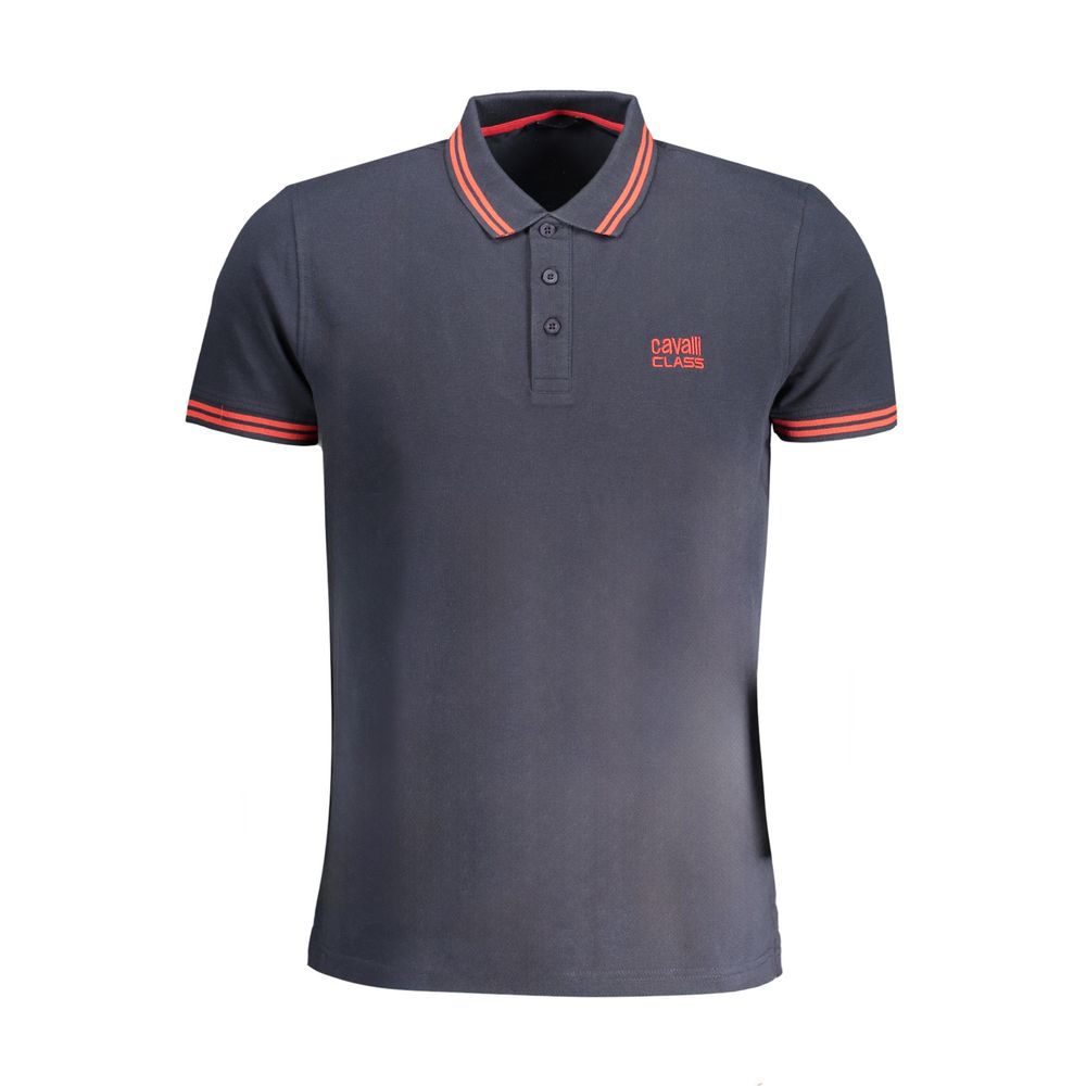 Cavalli Class Blue Cotton Men Polo Shirt | Regal Royce