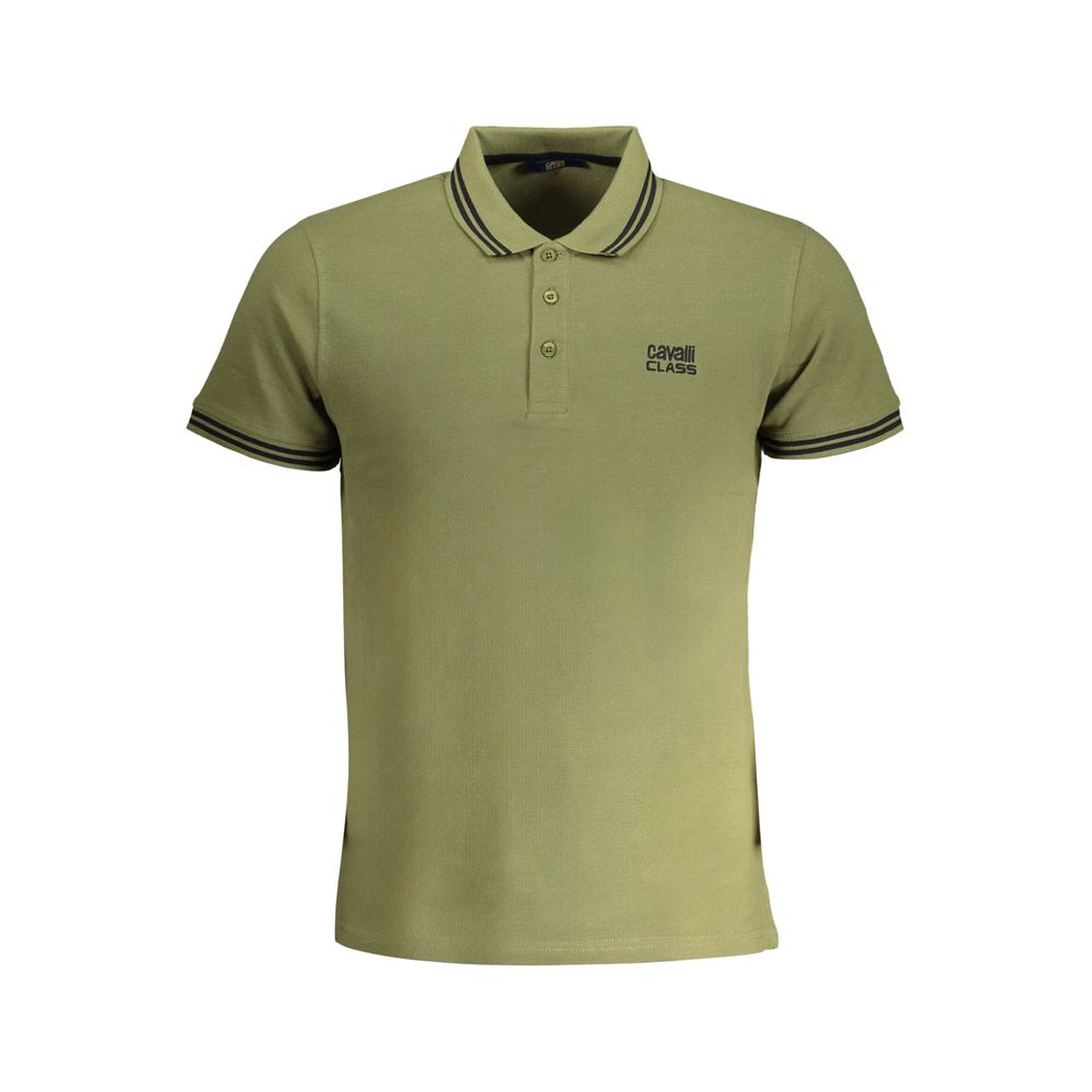 Cavalli Class Verde Cotton Men Polo Shirt | Regal Royce