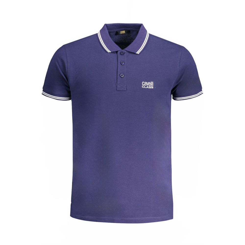 Cavalli Class Blue Cotton Men Polo Shirt | Regal Royce