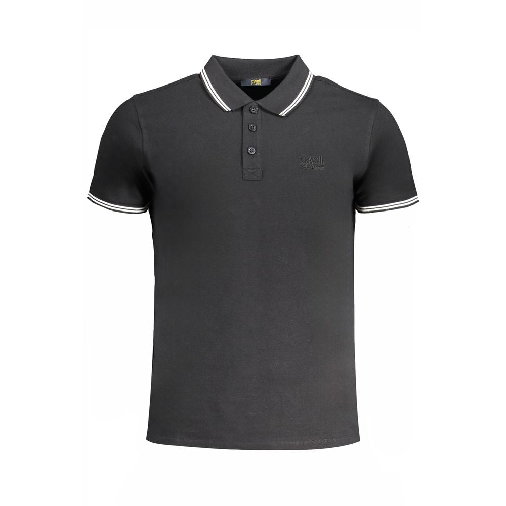 Cavalli Class Nero Cotton Men Polo | Regal Royce