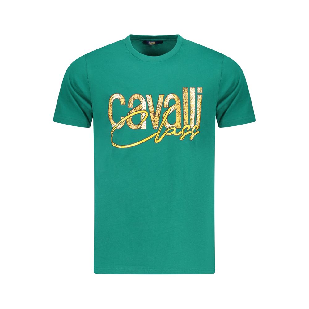 Cavalli Class Green Cotton Men T-Shirt
