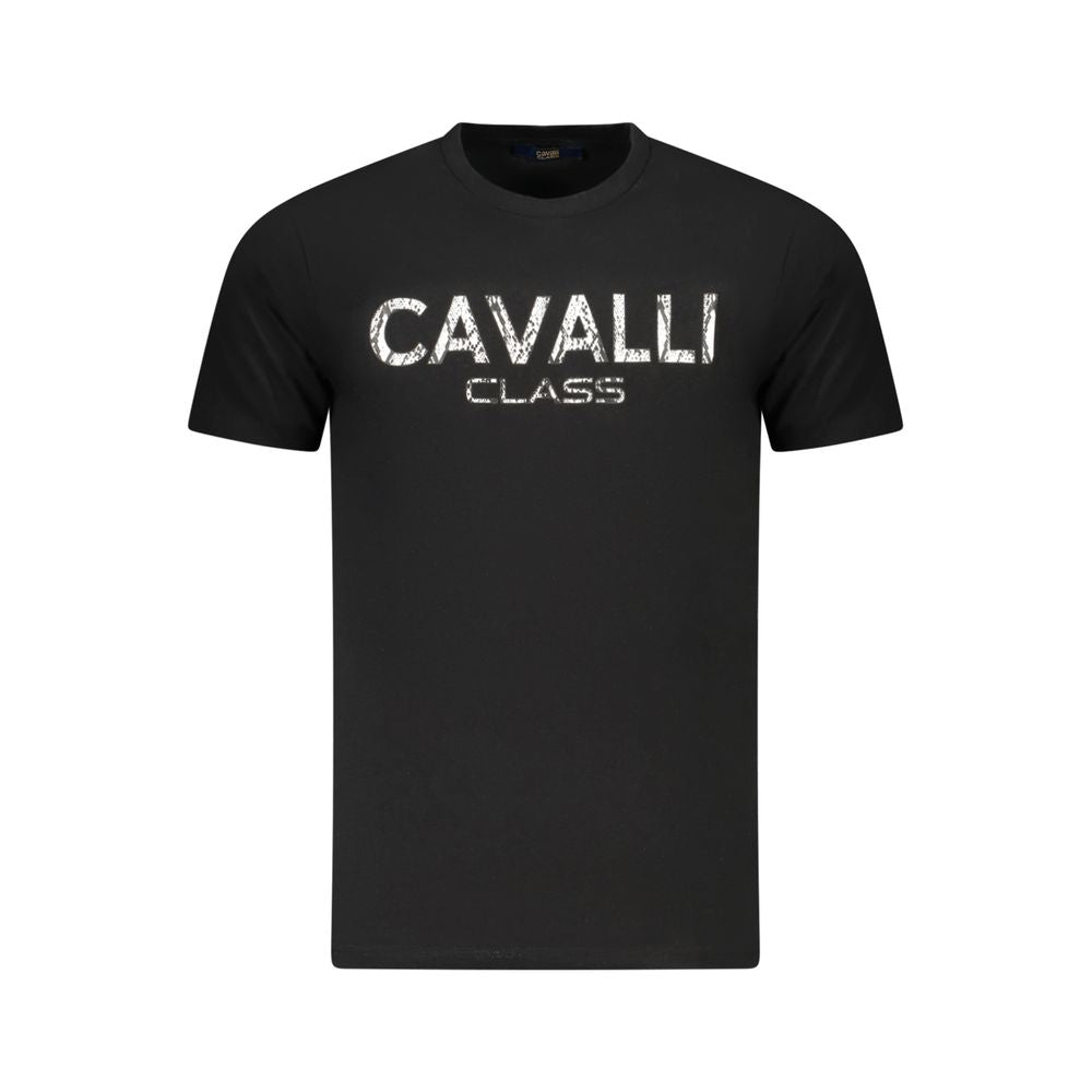 Cavalli Class Black Cotton Men T-Shirt | Regal Royce