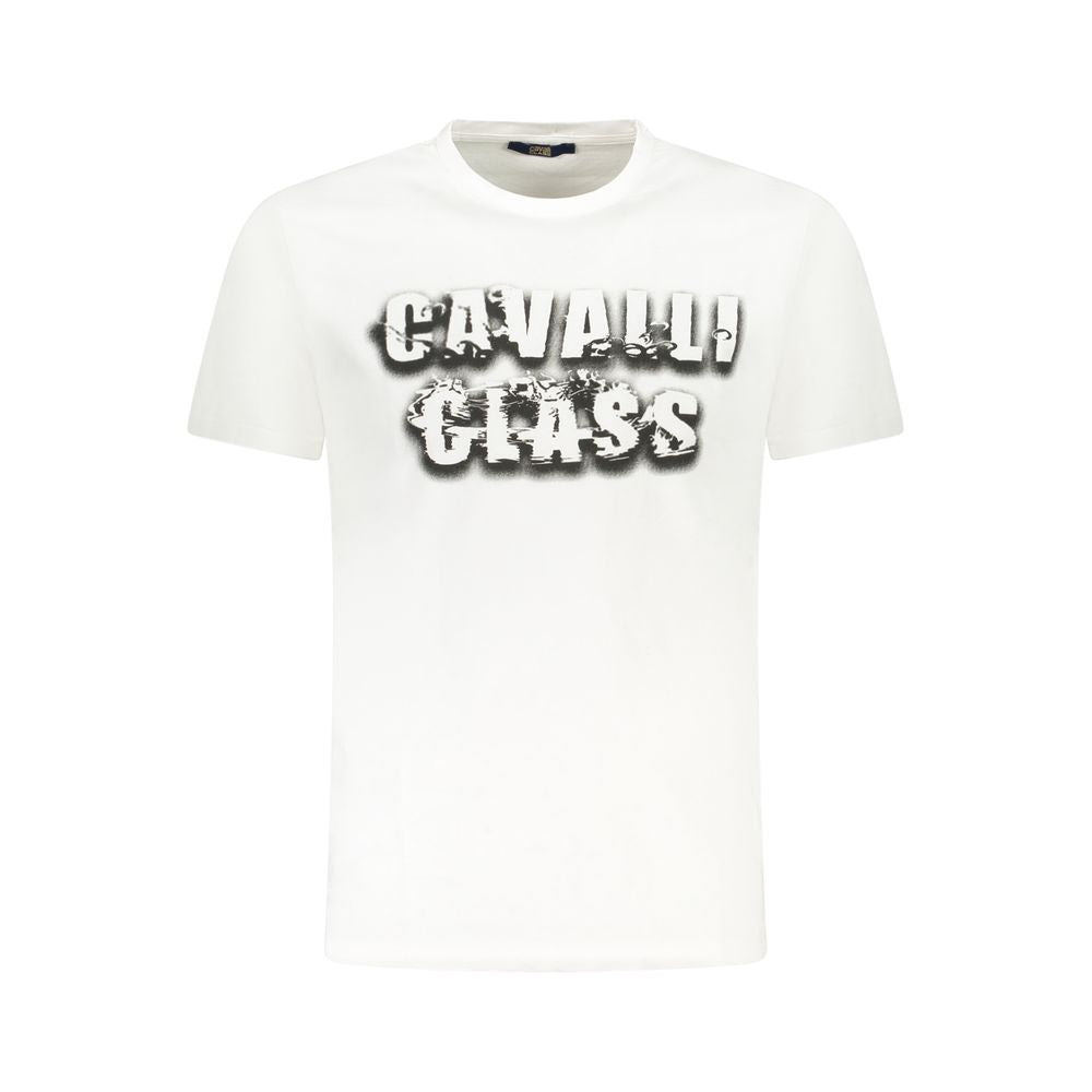 Cavalli Class Bianco Cotton Men T-Shirt | Regal Royce