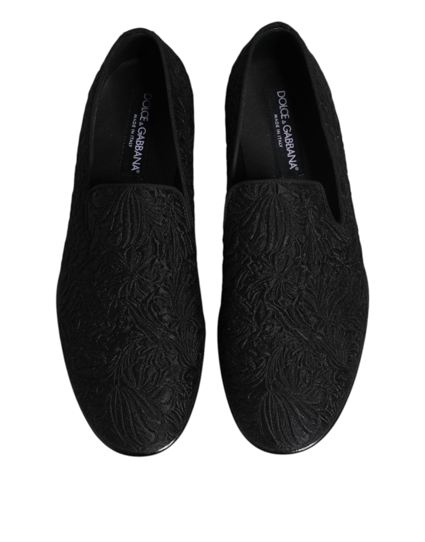 Dolce & Gabbana Black Jacquard Slip On Loafers Formal Shoes | Regal Royce