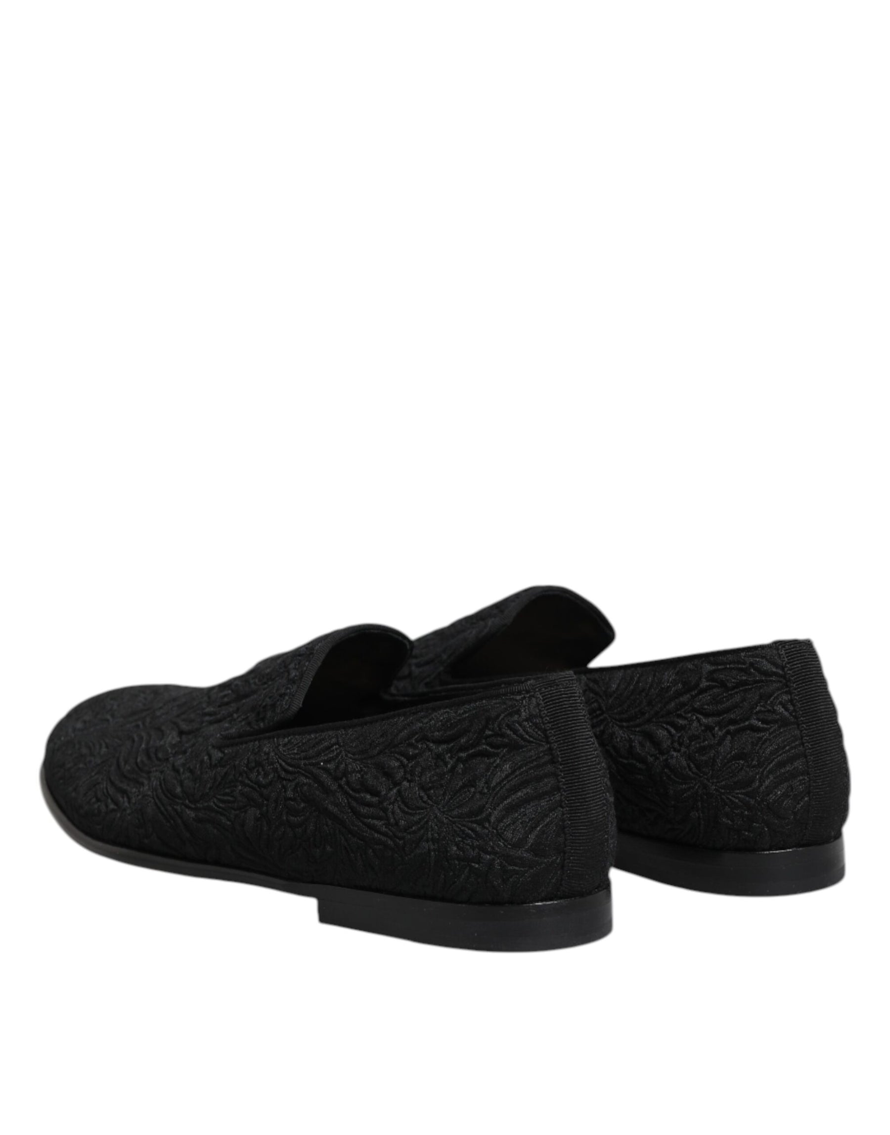 Dolce & Gabbana Black Jacquard Slip On Loafers Formal Shoes | Regal Royce