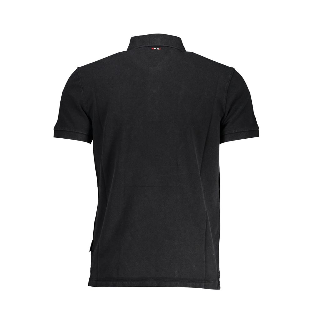 Napapijri Black Cotton Men Polo Shirt | Regal Royce
