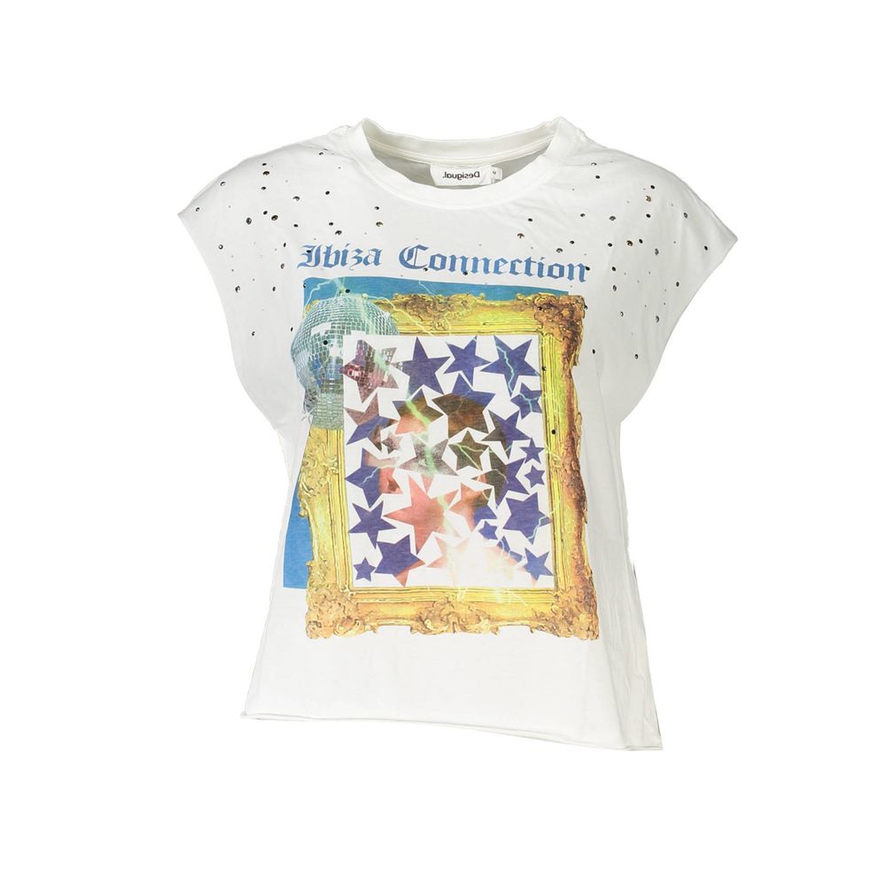 Desigual White Cotton Women Top | Regal Royce