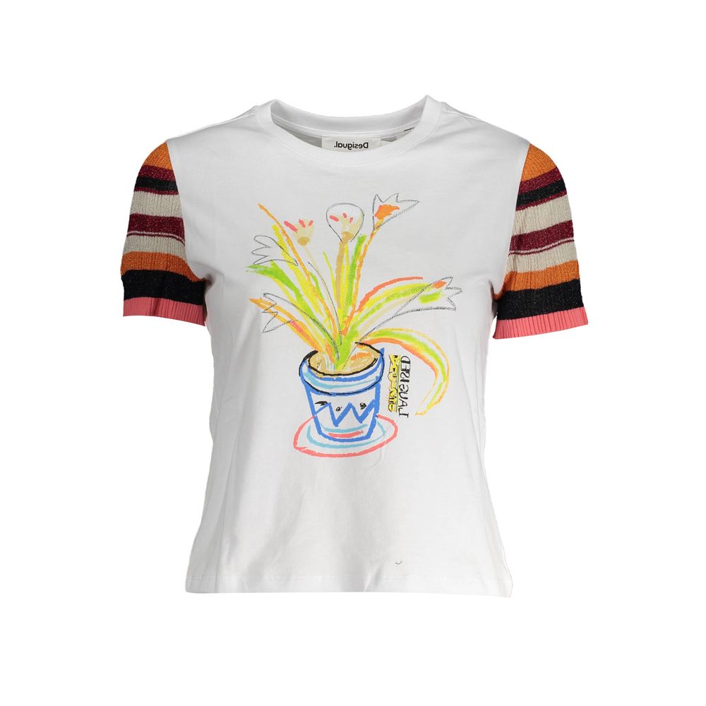 Desigual Bianco Cotton Women T-Shirt | Regal Royce