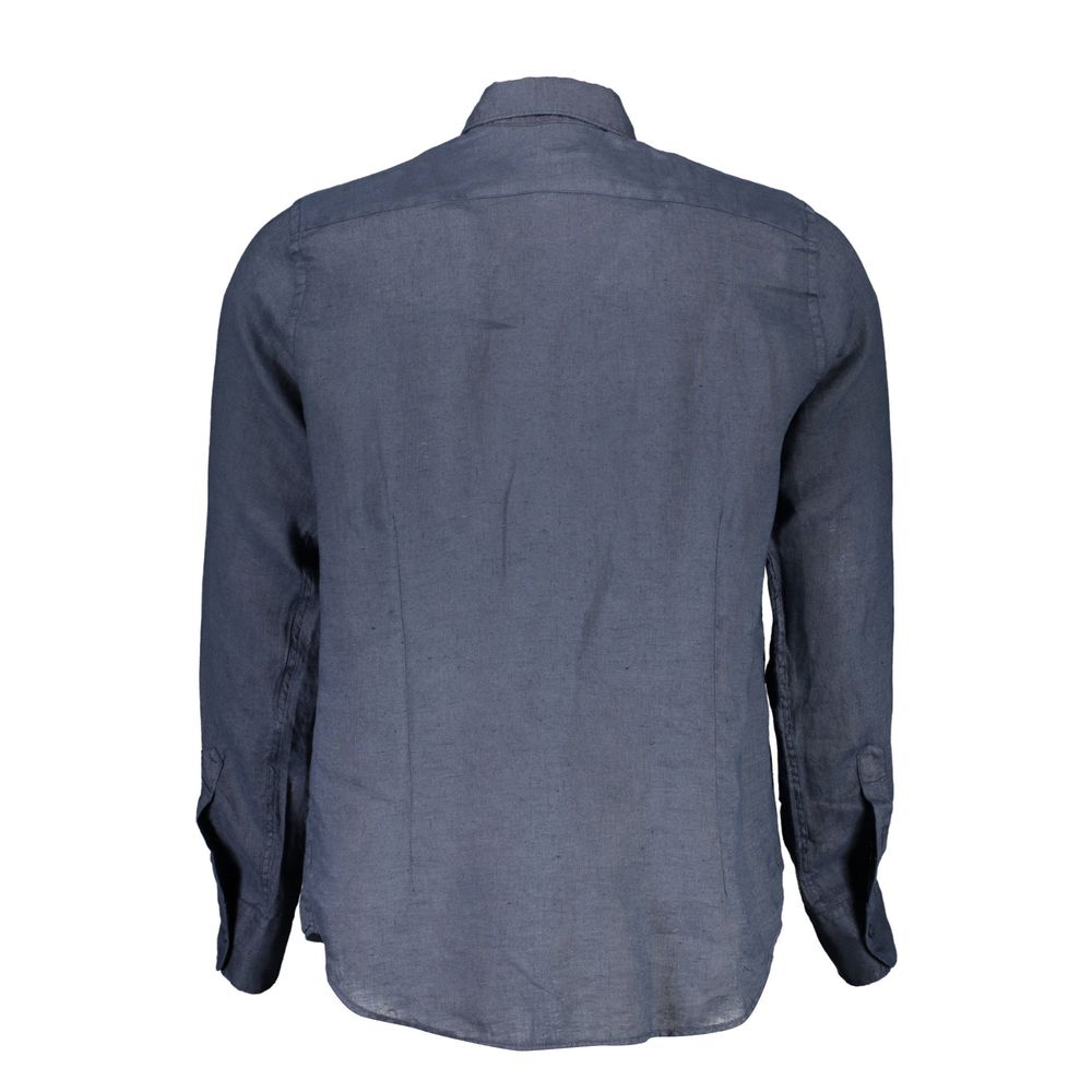 La Martina Blu Linen Men Shirt | Regal Royce