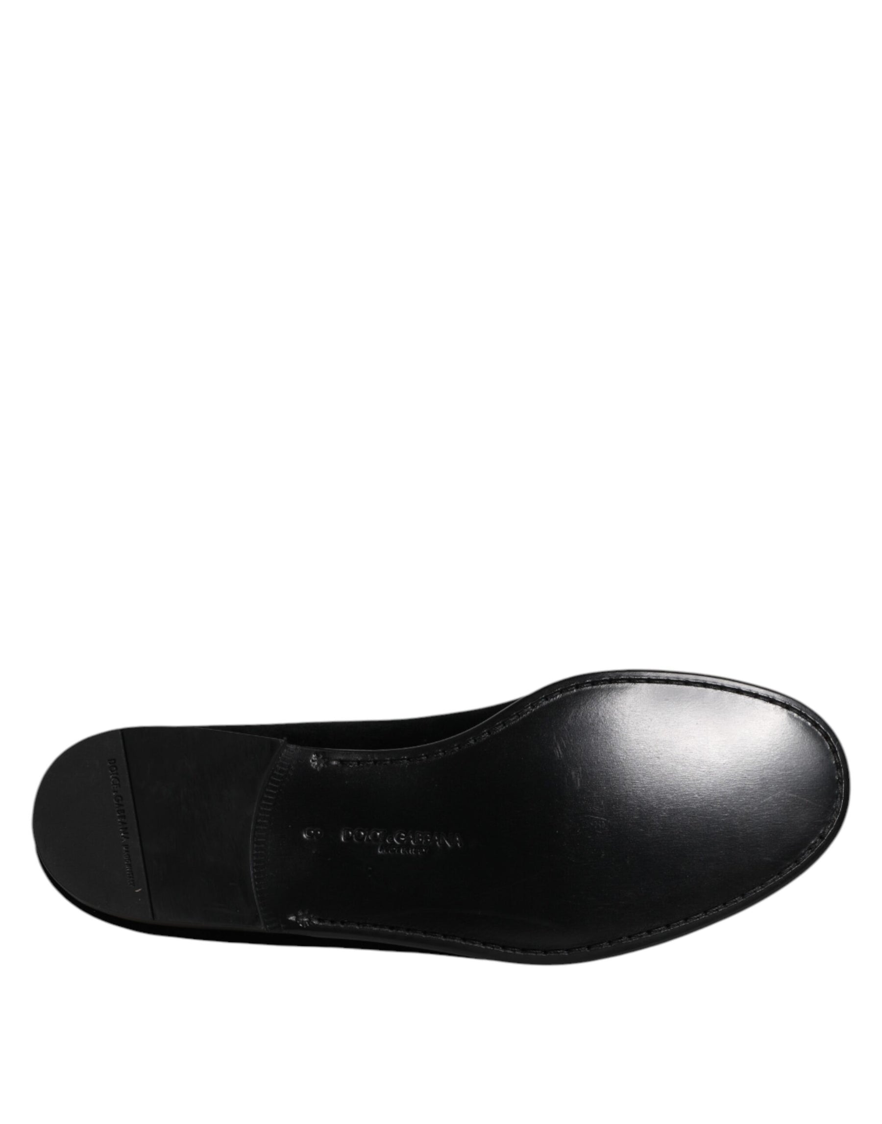 Dolce & Gabbana Black Velvet Slip On Loafers Formal Shoes | Regal Royce