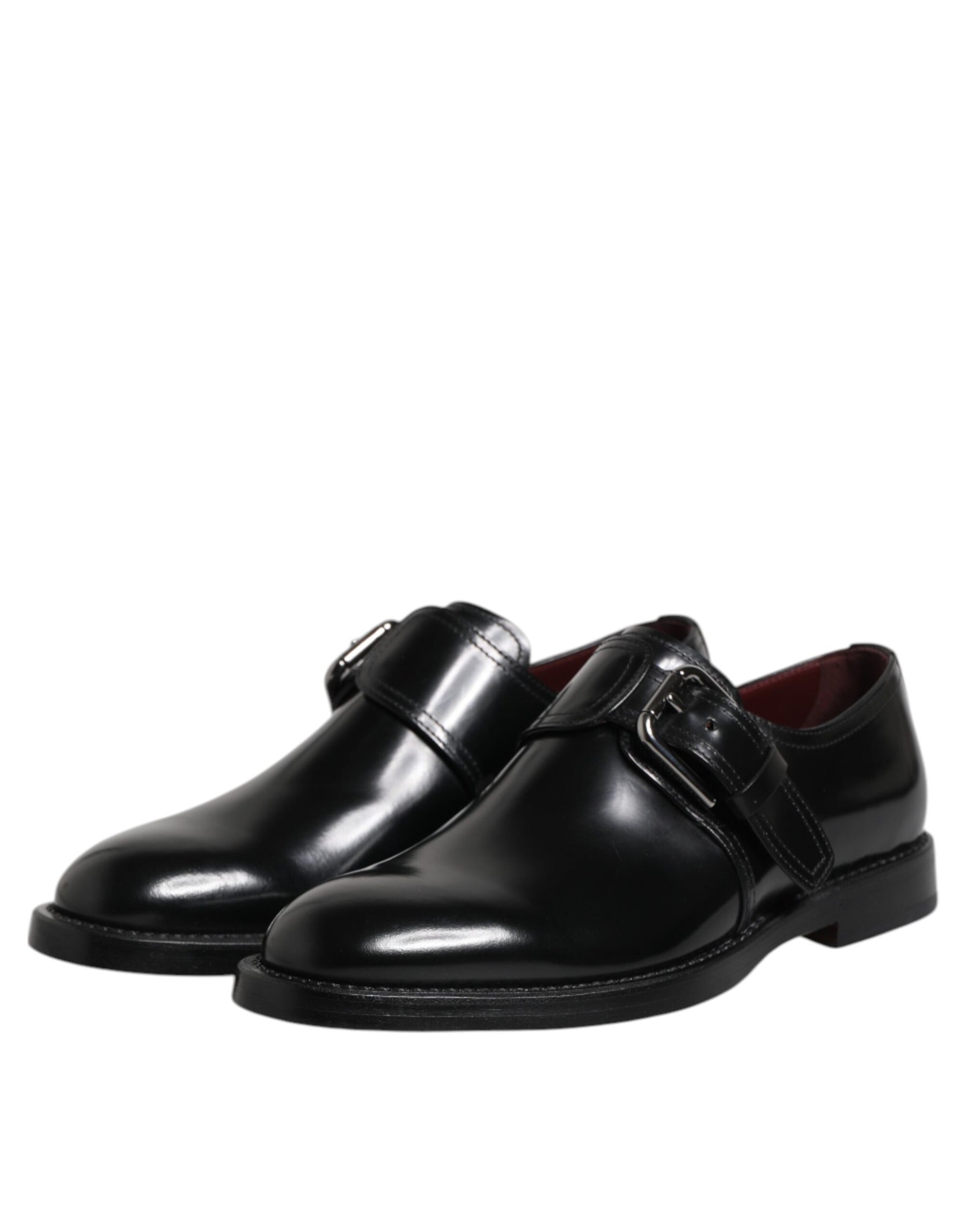 Dolce & Gabbana Black Leather Monk Strap Derby Formal Shoes | Regal Royce