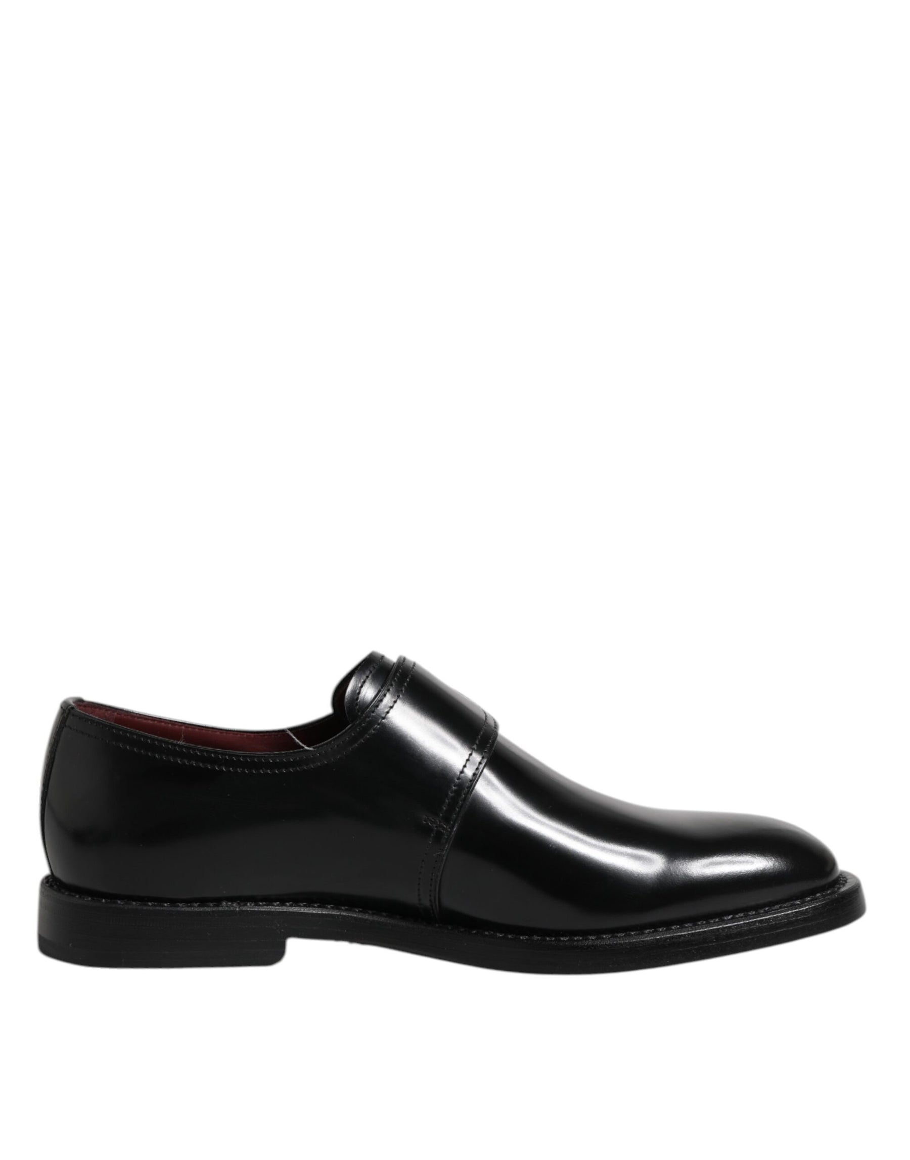 Dolce & Gabbana Black Leather Monk Strap Derby Formal Shoes | Regal Royce