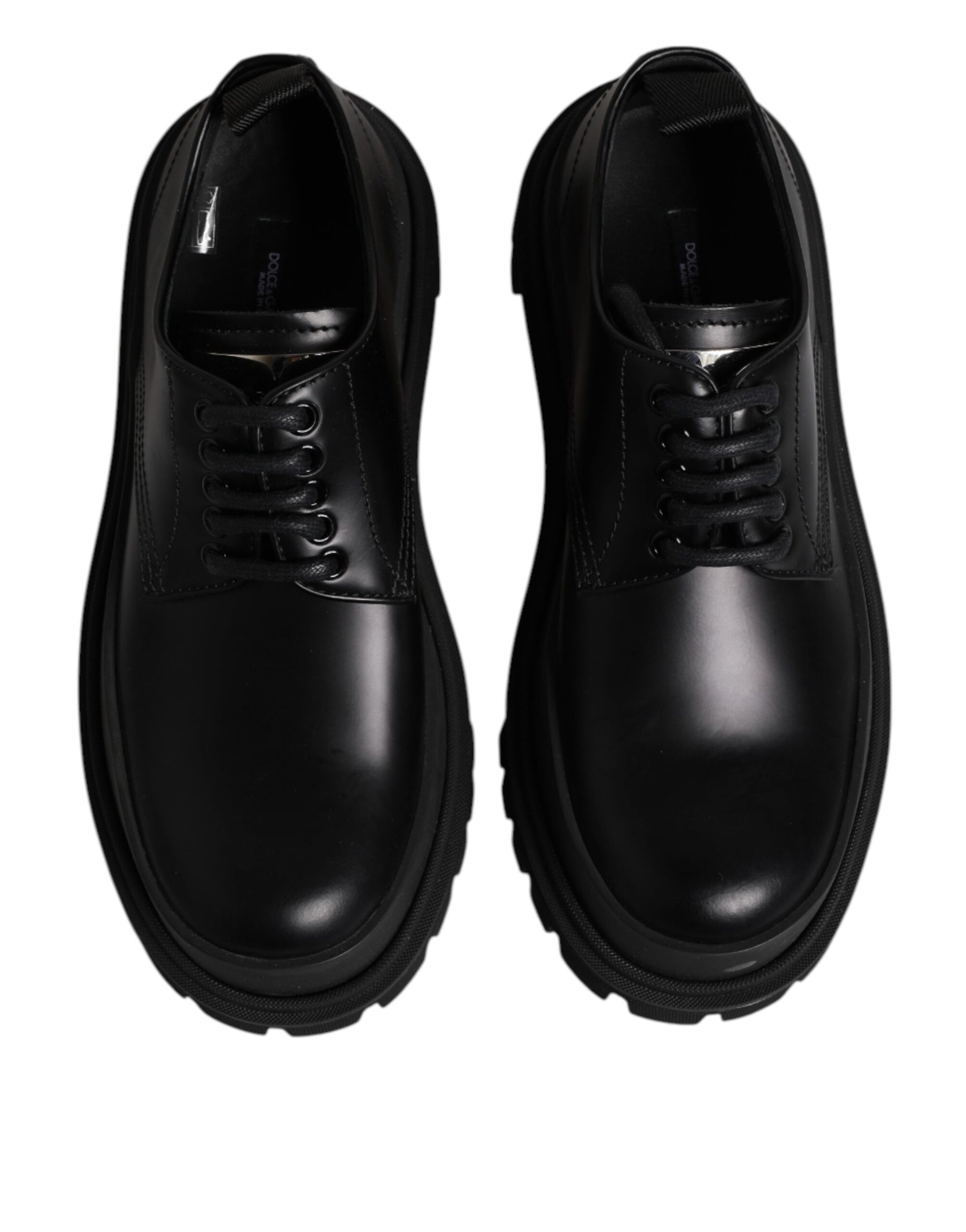 Dolce & Gabbana Black Leather Lace Up Derby Men Dress Shoes | Regal Royce