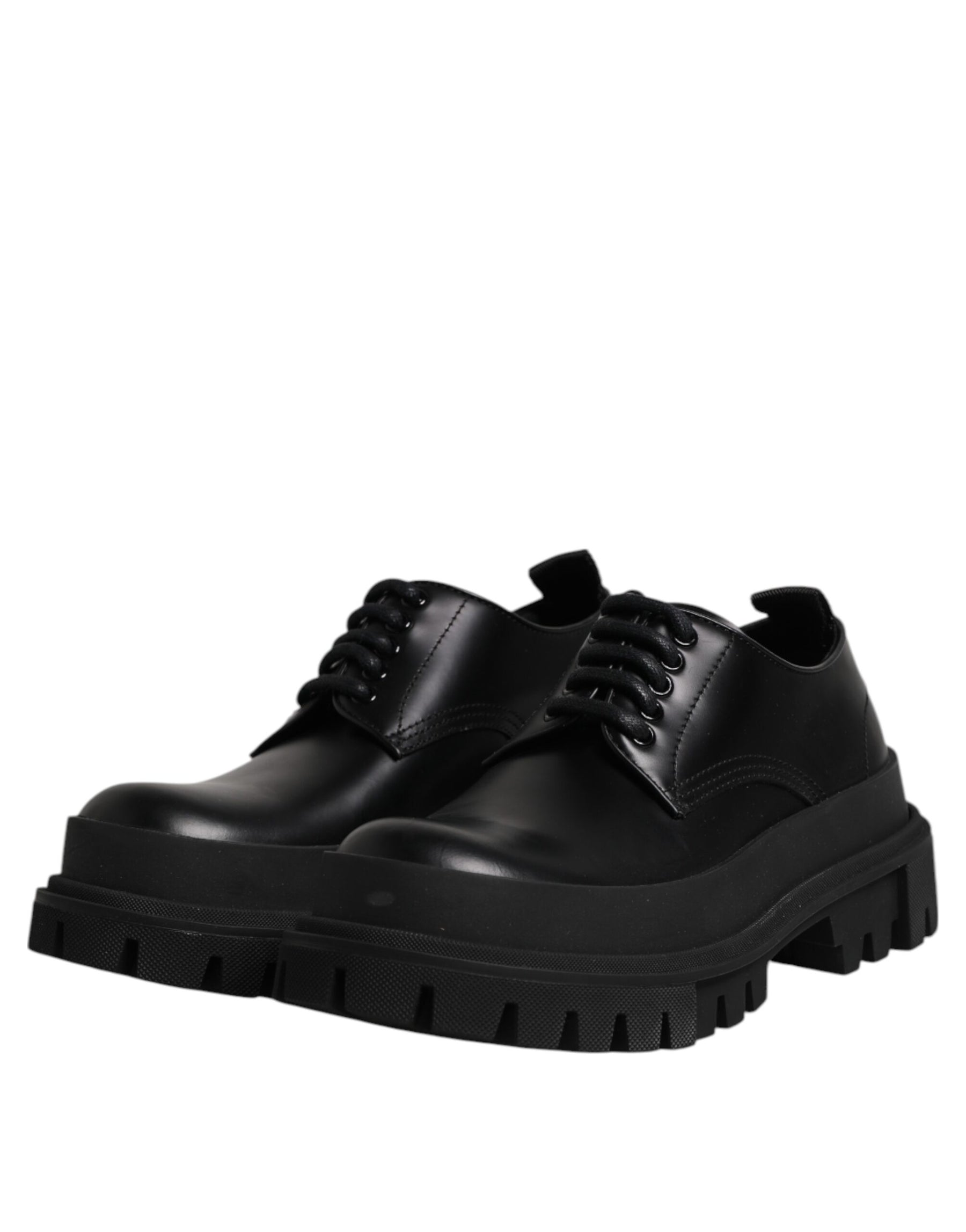 Dolce & Gabbana Black Leather Lace Up Derby Men Dress Shoes | Regal Royce