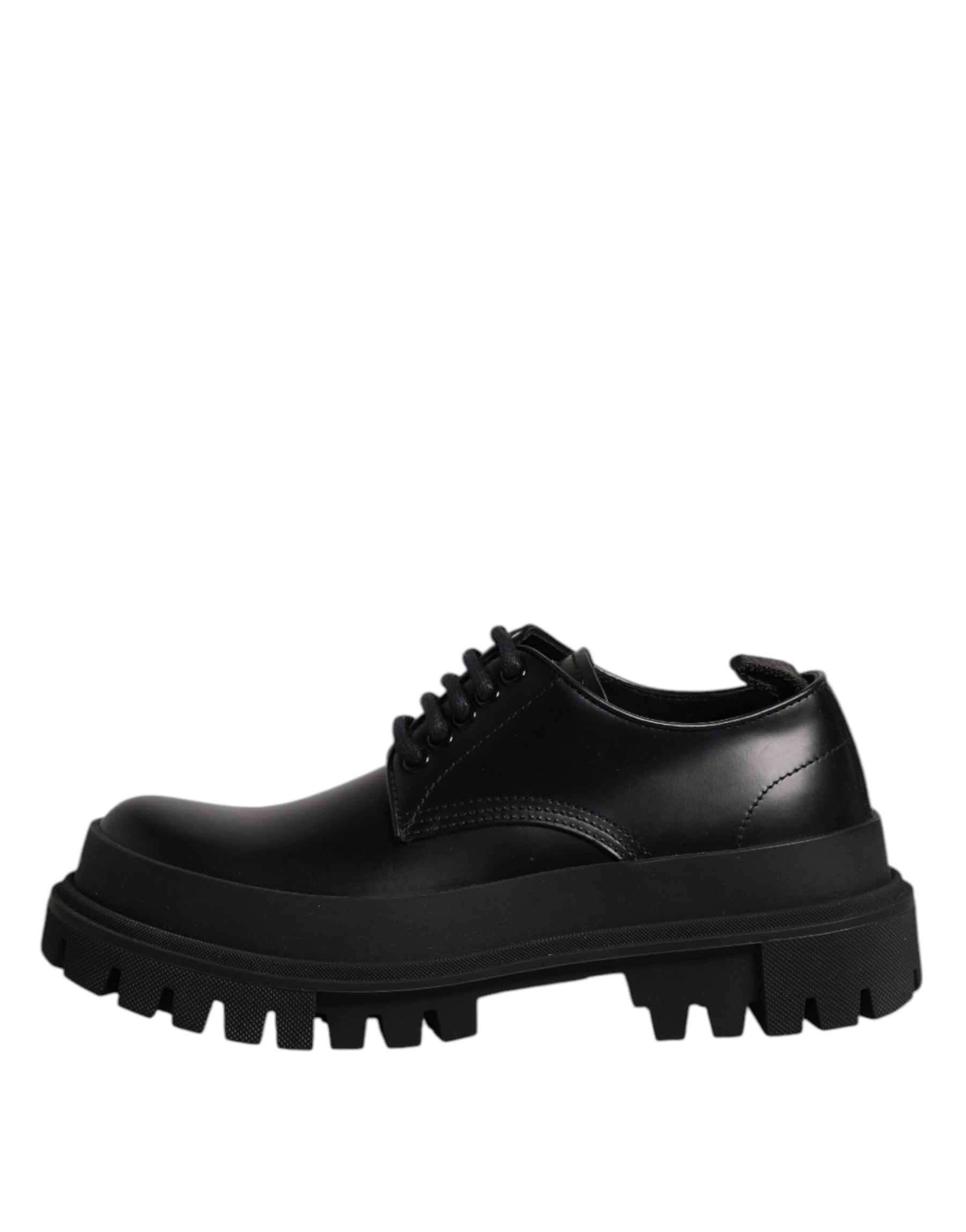 Dolce & Gabbana Black Leather Lace Up Derby Men Dress Shoes | Regal Royce