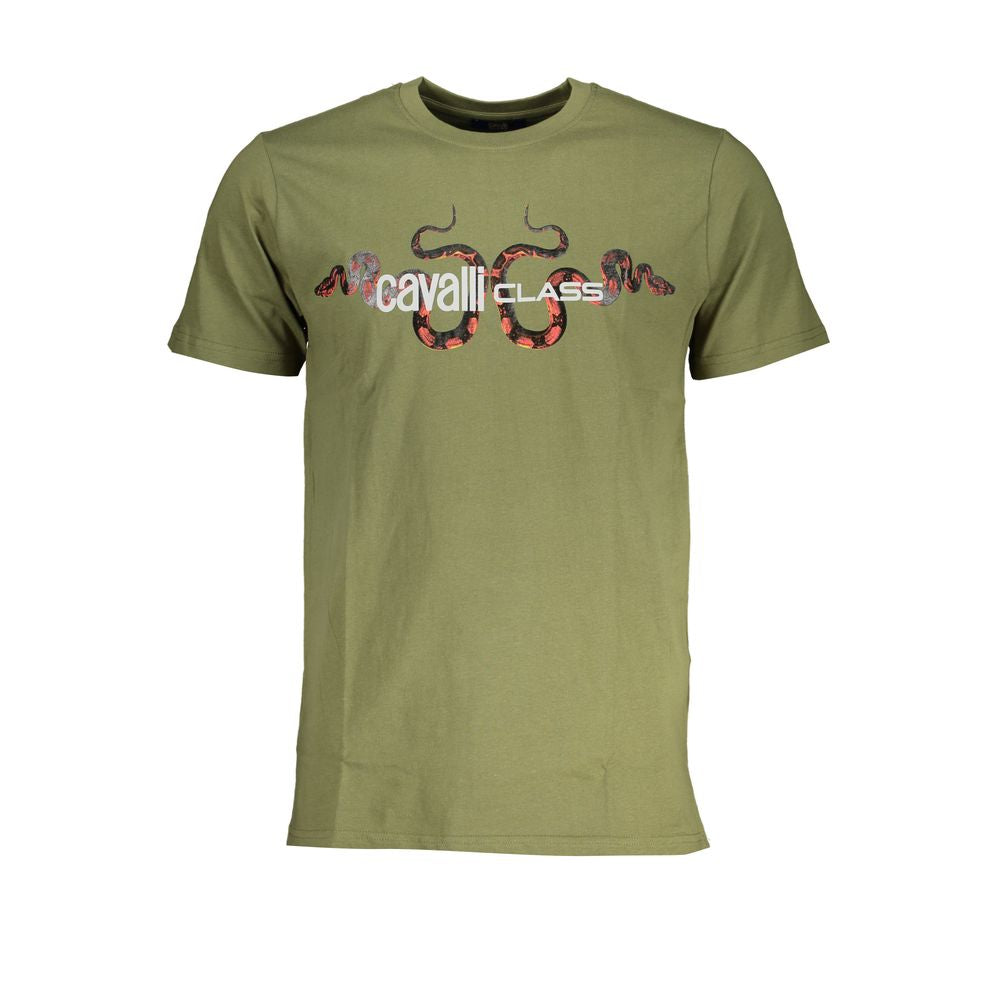 Cavalli Class Verde Cotton Men T-Shirt | Regal Royce