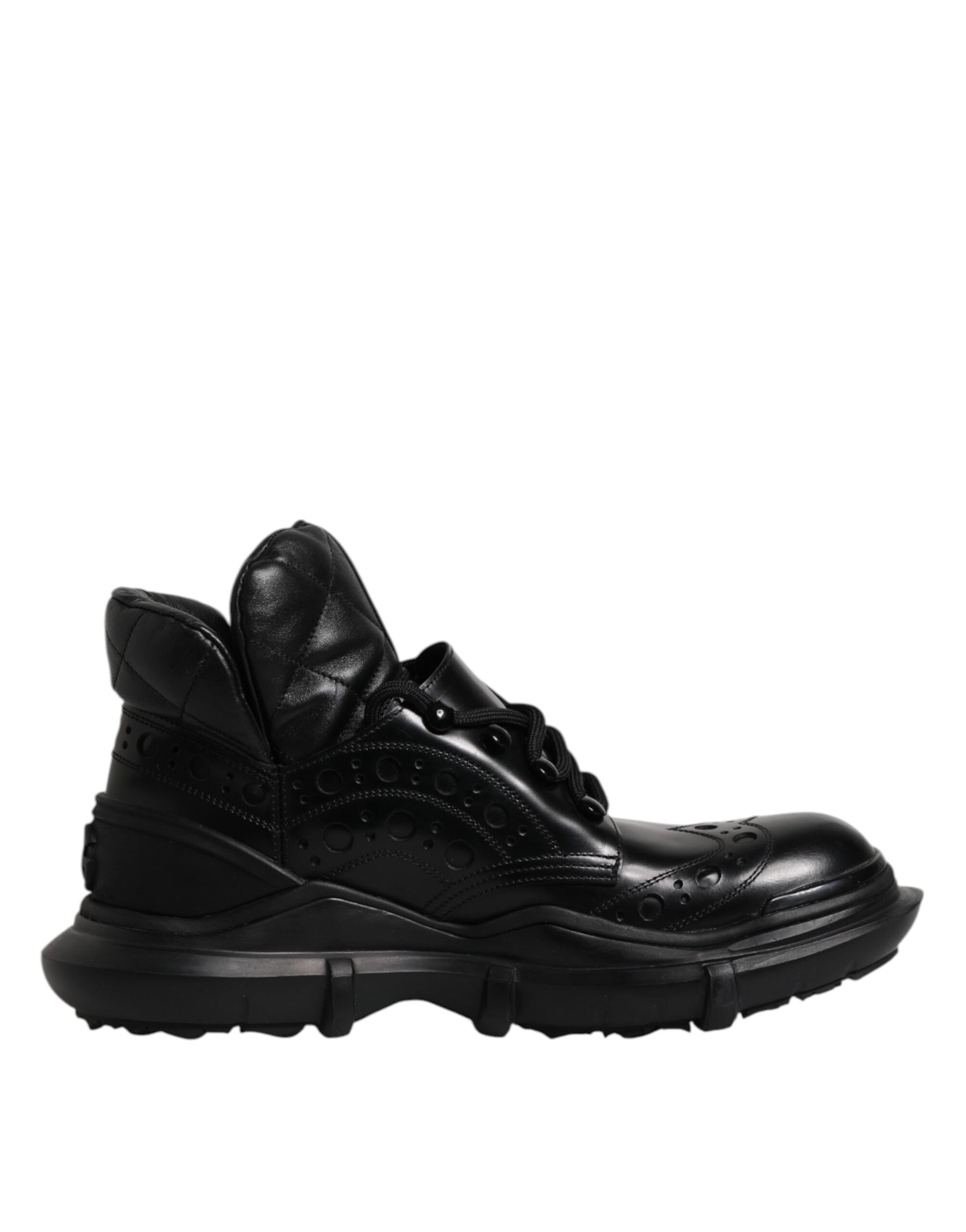 Dolce & Gabbana Black Leather Casual Mens Ankle Boots Shoes | Regal Royce