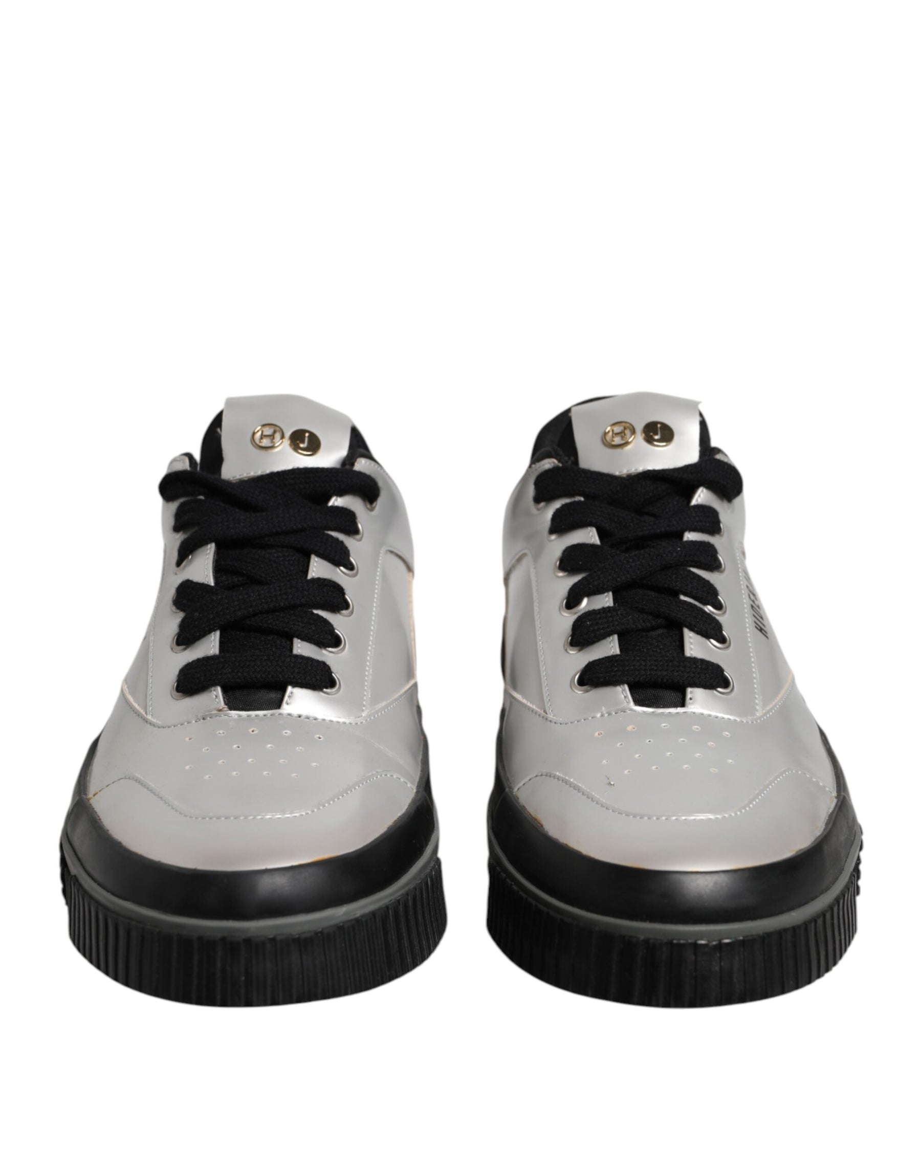 HIDE & JACK Metallic Silver Low Top Lace Up Sneakers Shoes | Regal Royce