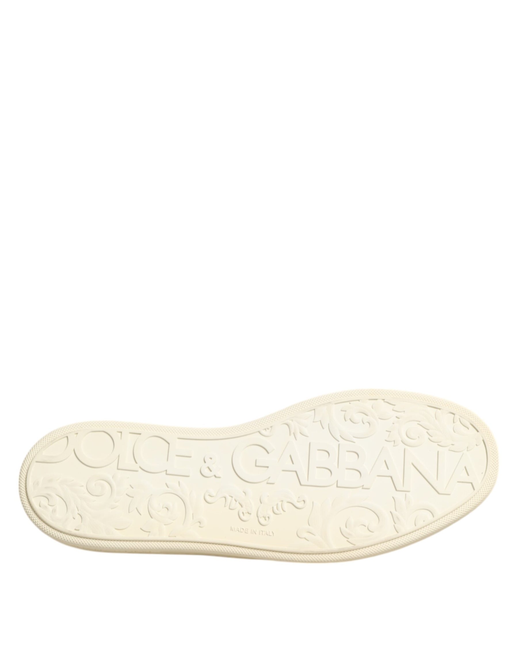 Dolce & Gabbana Black Leather Bee Crown Low Top Sneakers Shoes | Regal Royce