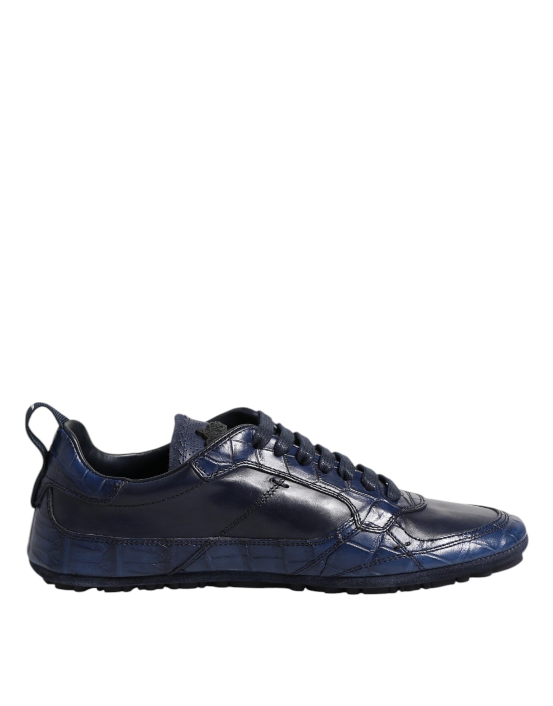 Dolce & Gabbana Dark Blue Leather Low Top Men Sneakers Shoes | Regal Royce