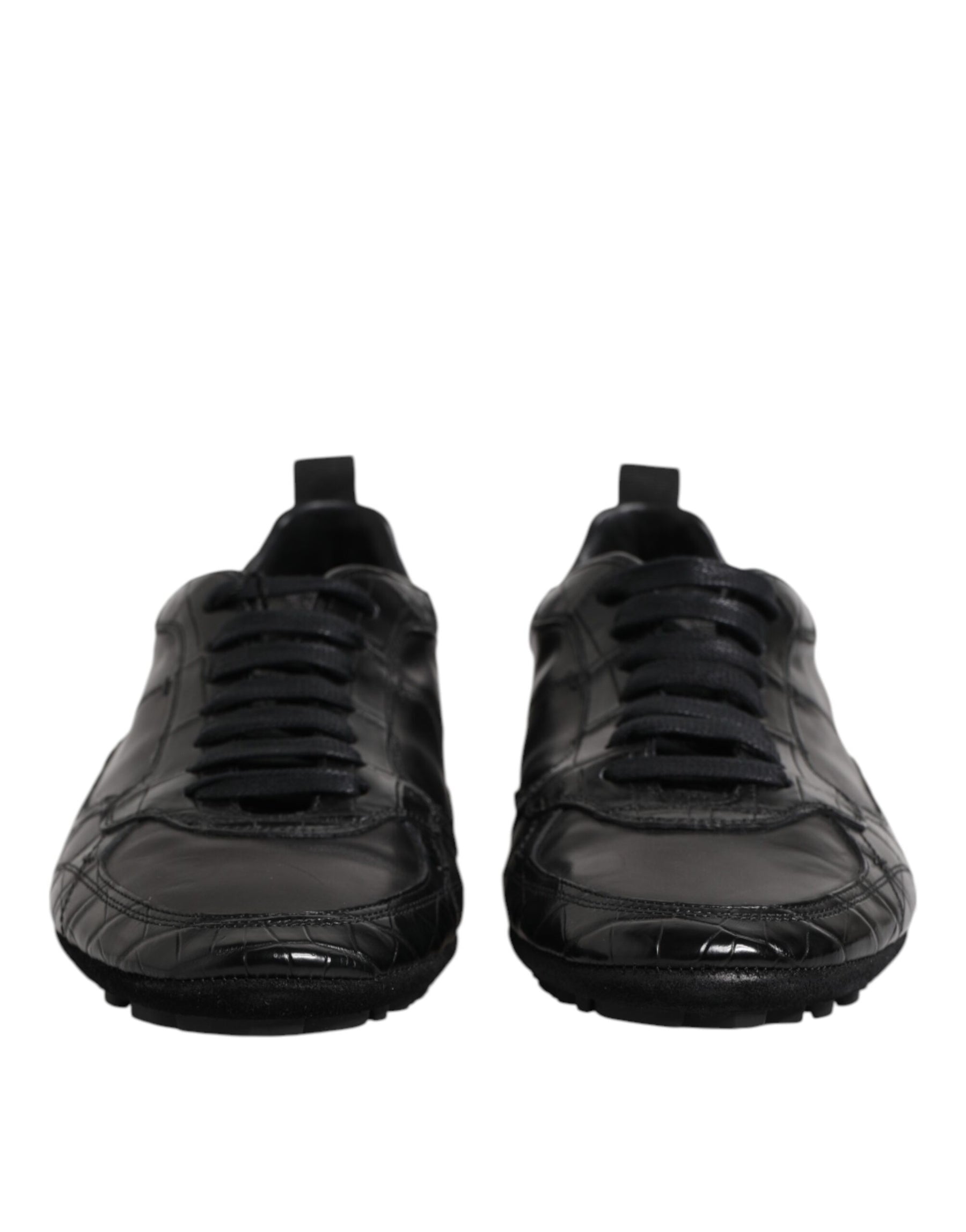Dolce & Gabbana Black Exotic Leather Low Top Sneakers Shoes | Regal Royce