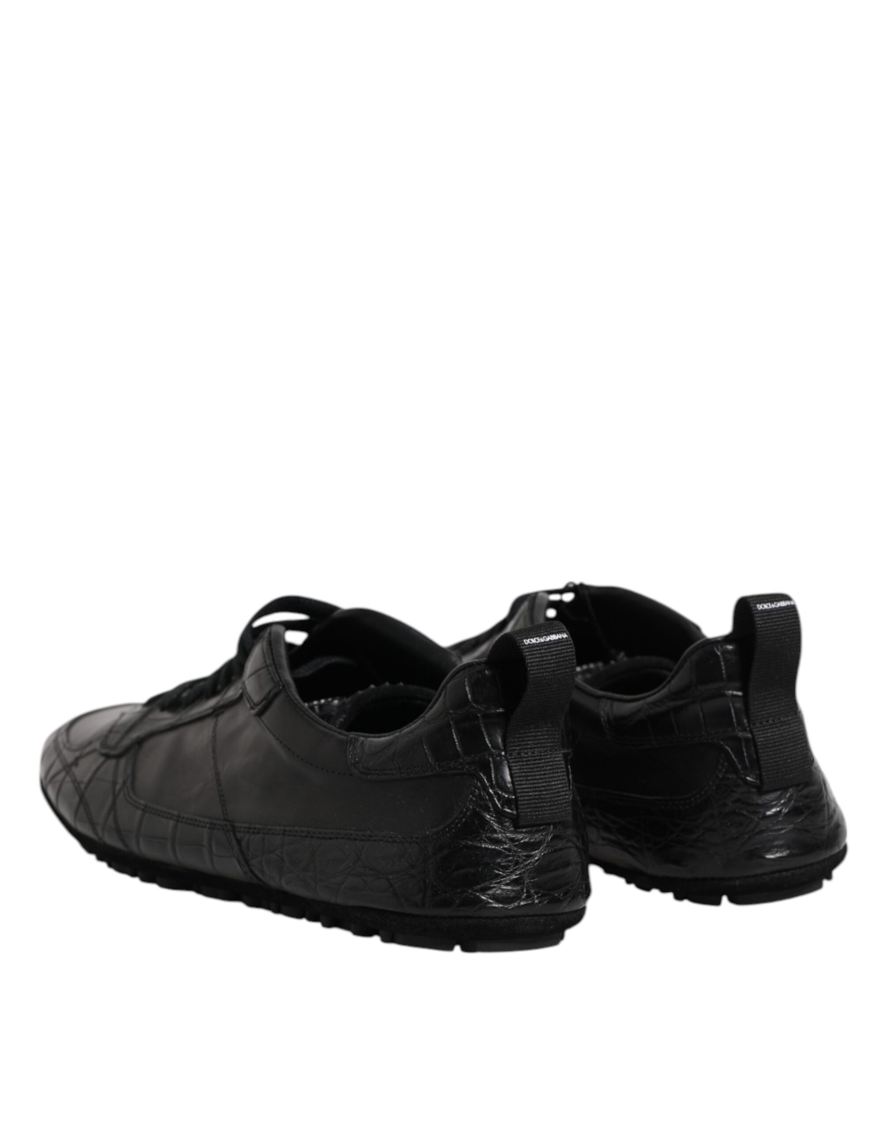 Dolce & Gabbana Black Exotic Leather Low Top Sneakers Shoes | Regal Royce