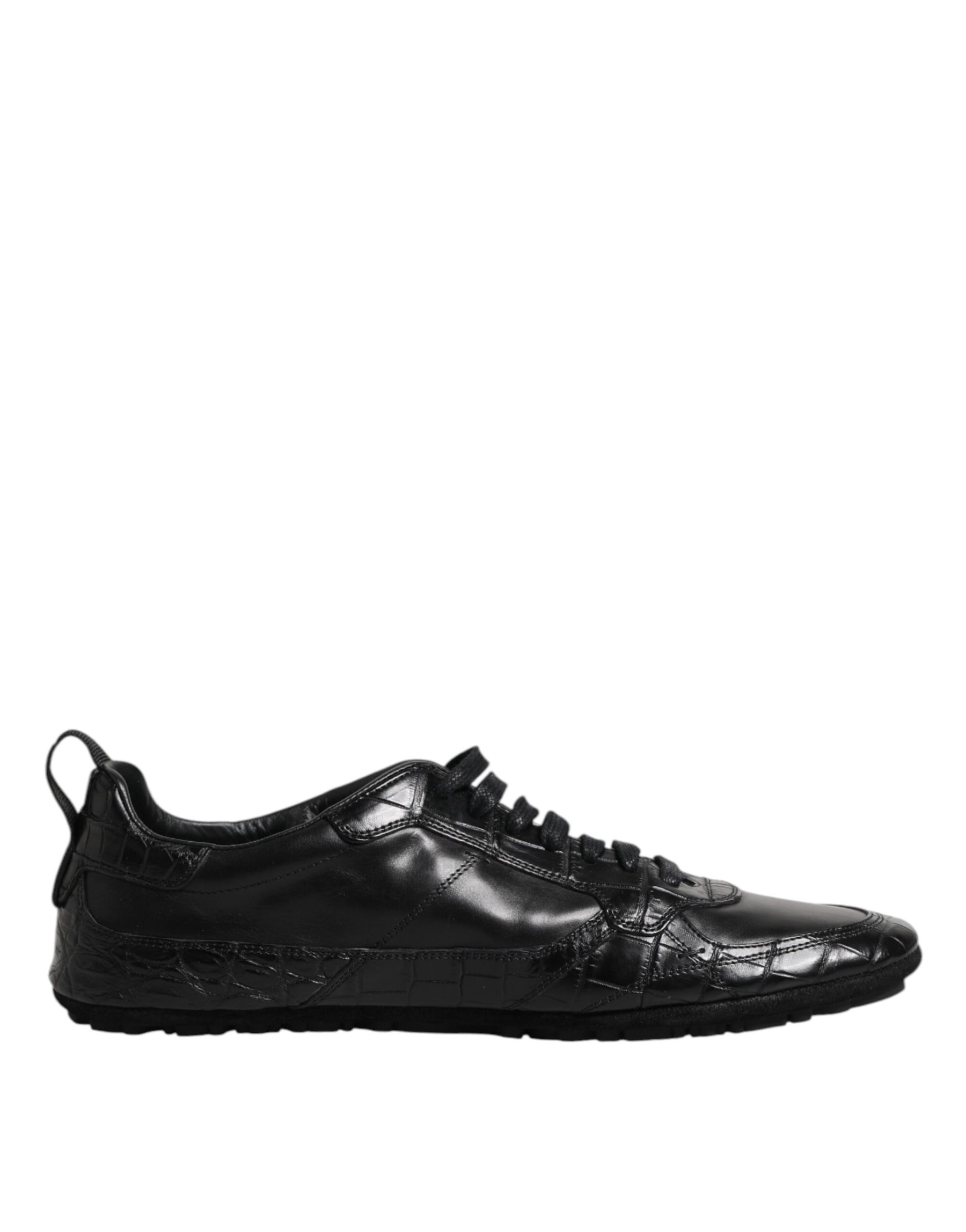Dolce & Gabbana Black Exotic Leather Low Top Sneakers Shoes | Regal Royce