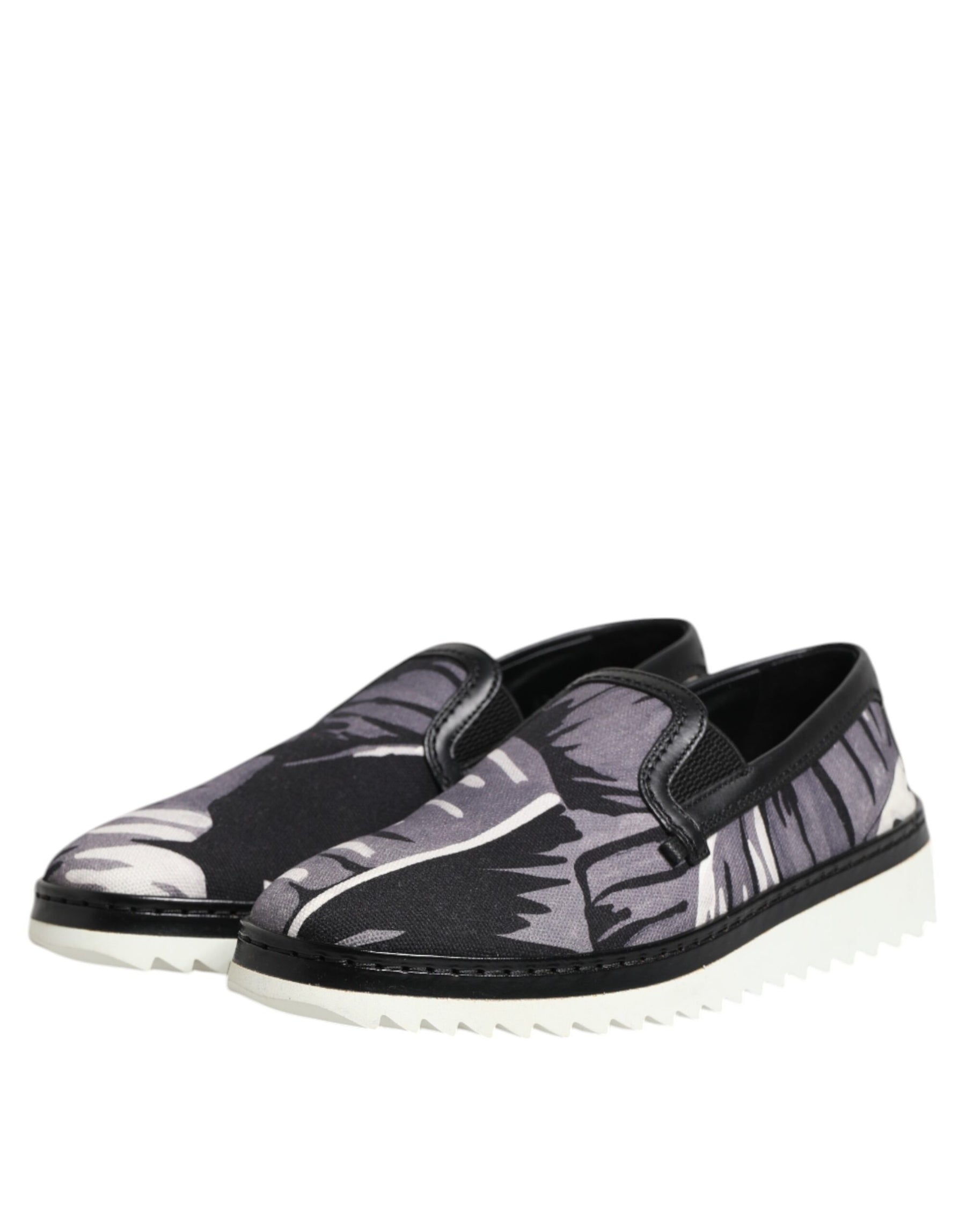 Dolce & Gabbana Black Tropical Slip On Men Sneakers Shoes | Regal Royce