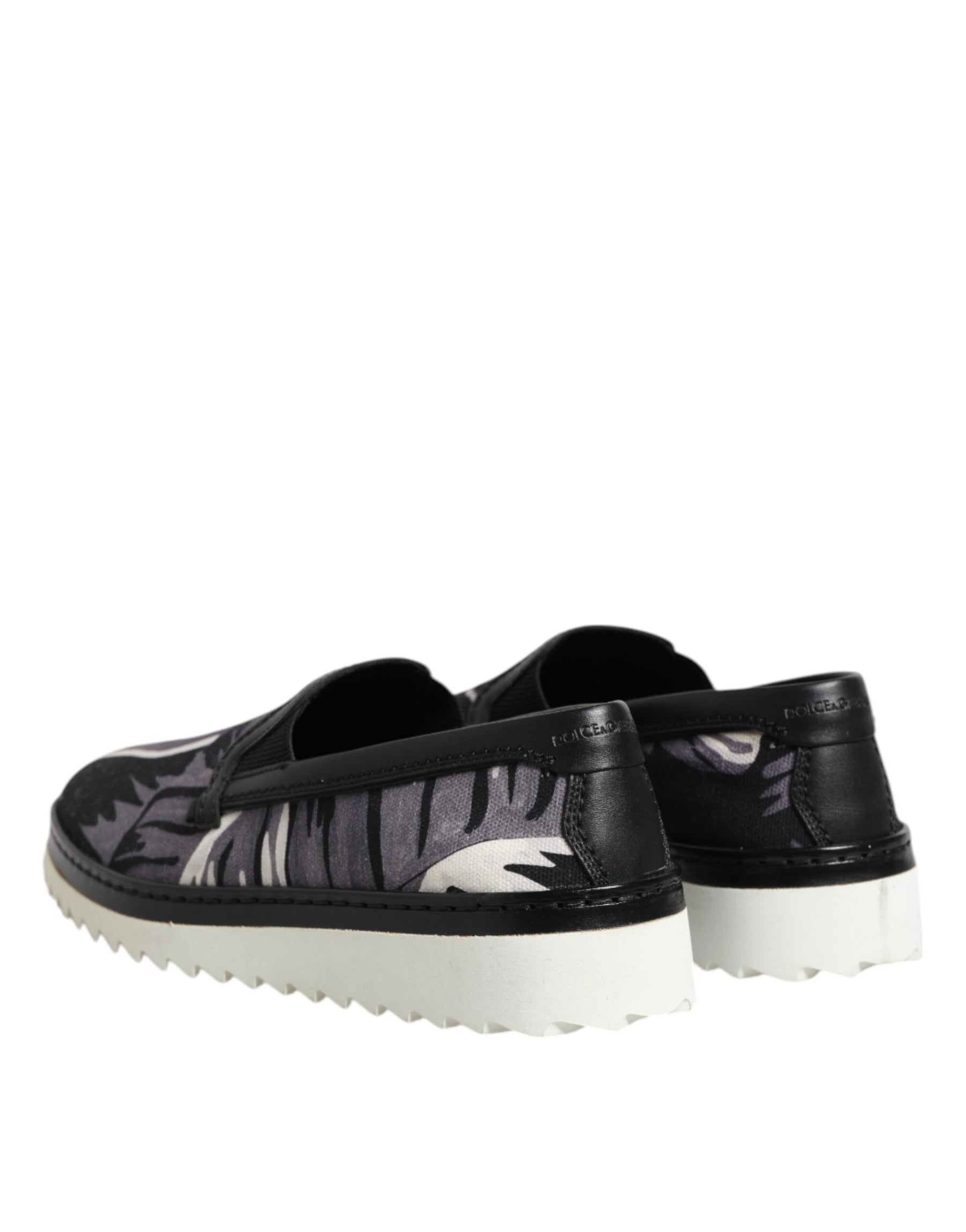 Dolce & Gabbana Black Tropical Slip On Men Sneakers Shoes | Regal Royce