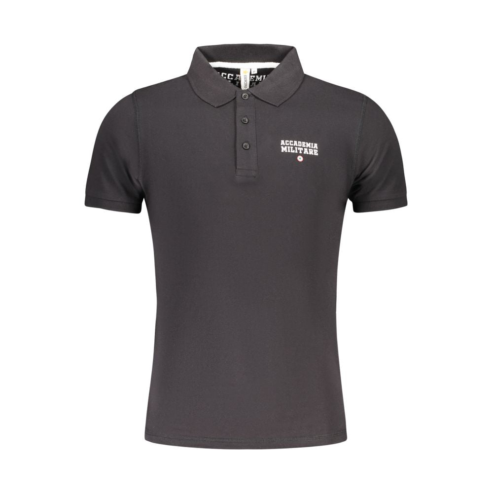 Accademia Militare Black Cotton Men Polo | Regal Royce