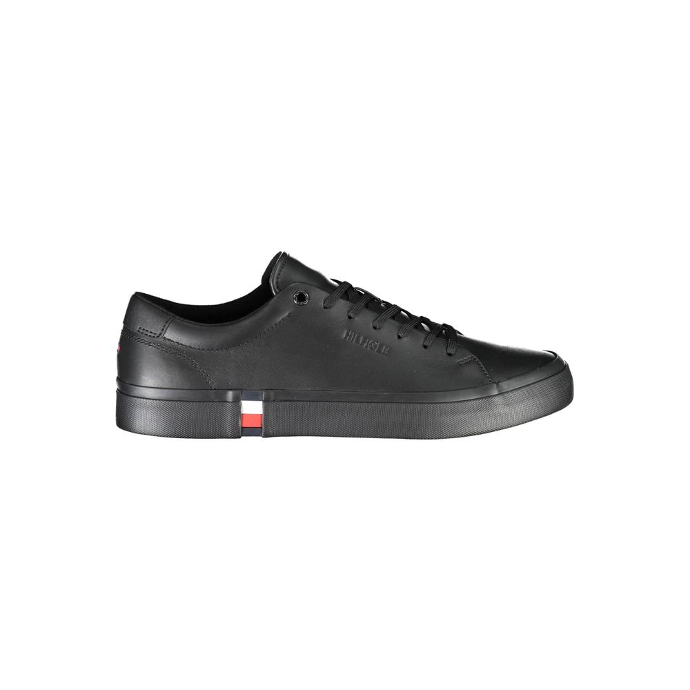 Tommy Hilfiger Black Leather Men Sneaker | Regal Royce