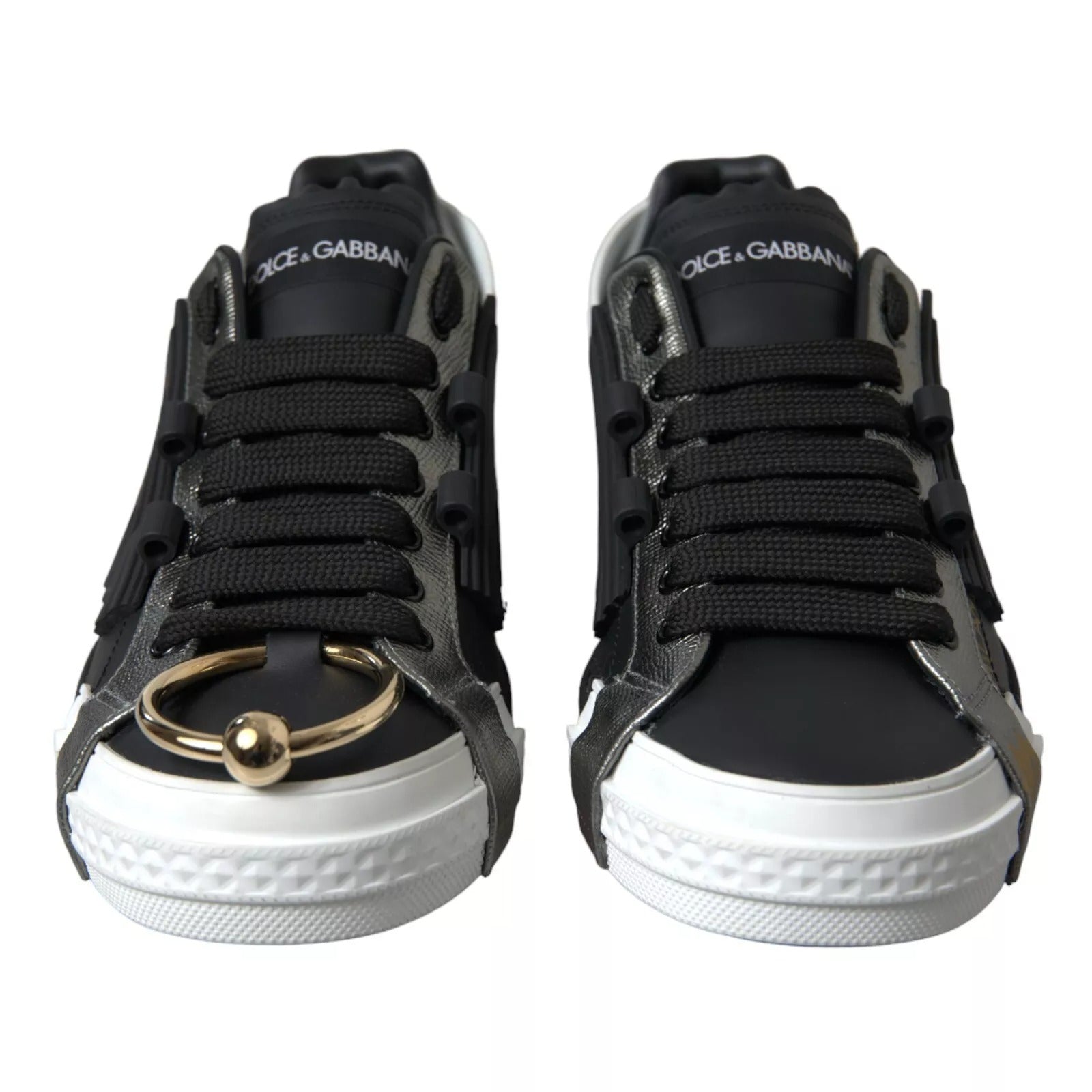 Dolce & Gabbana Black Leather Low Top Sneakers Portofino Shoes | Regal Royce