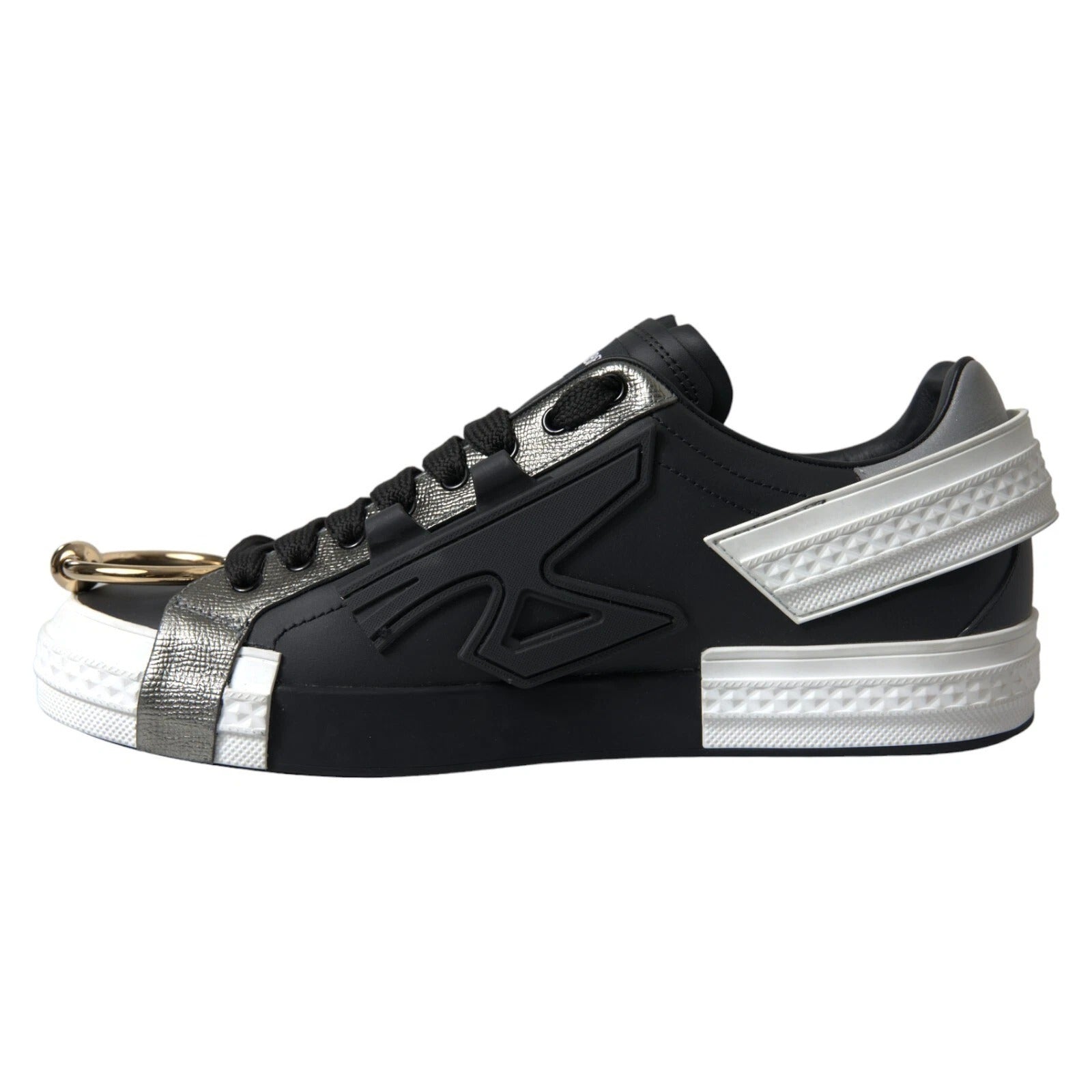 Dolce & Gabbana Black Leather Low Top Sneakers Portofino Shoes | Regal Royce