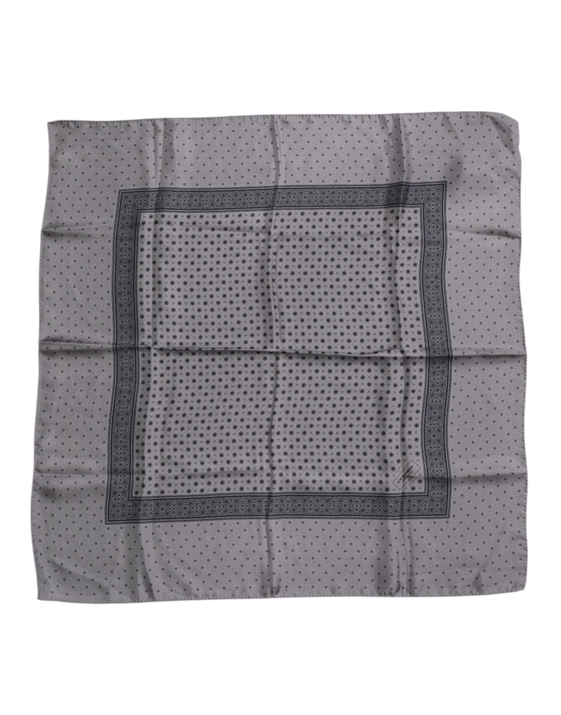 Dolce & Gabbana Gray Polka Dot Silk Square Men Foulard Scarf | Regal Royce