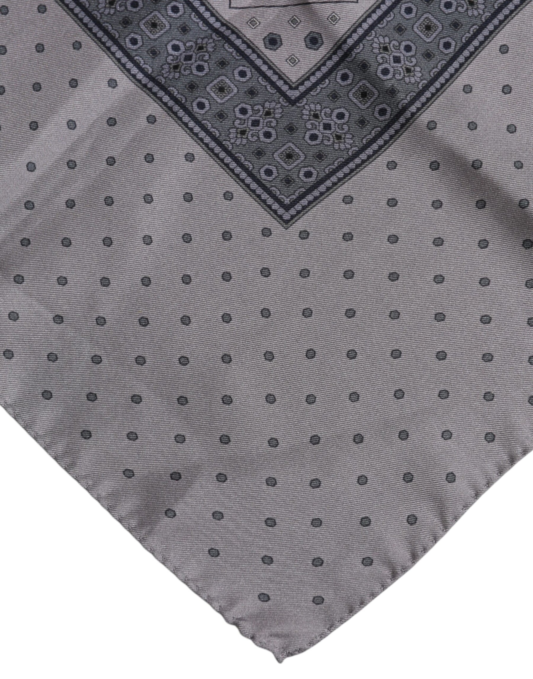 Dolce & Gabbana Gray Polka Dot Silk Square Men Foulard Scarf | Regal Royce