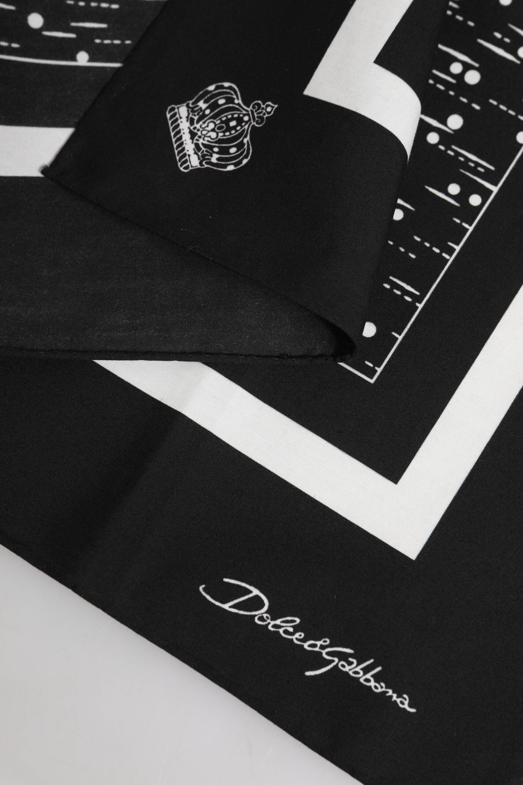 Dolce & Gabbana Black White Printed Square Foulard Scarf | Regal Royce