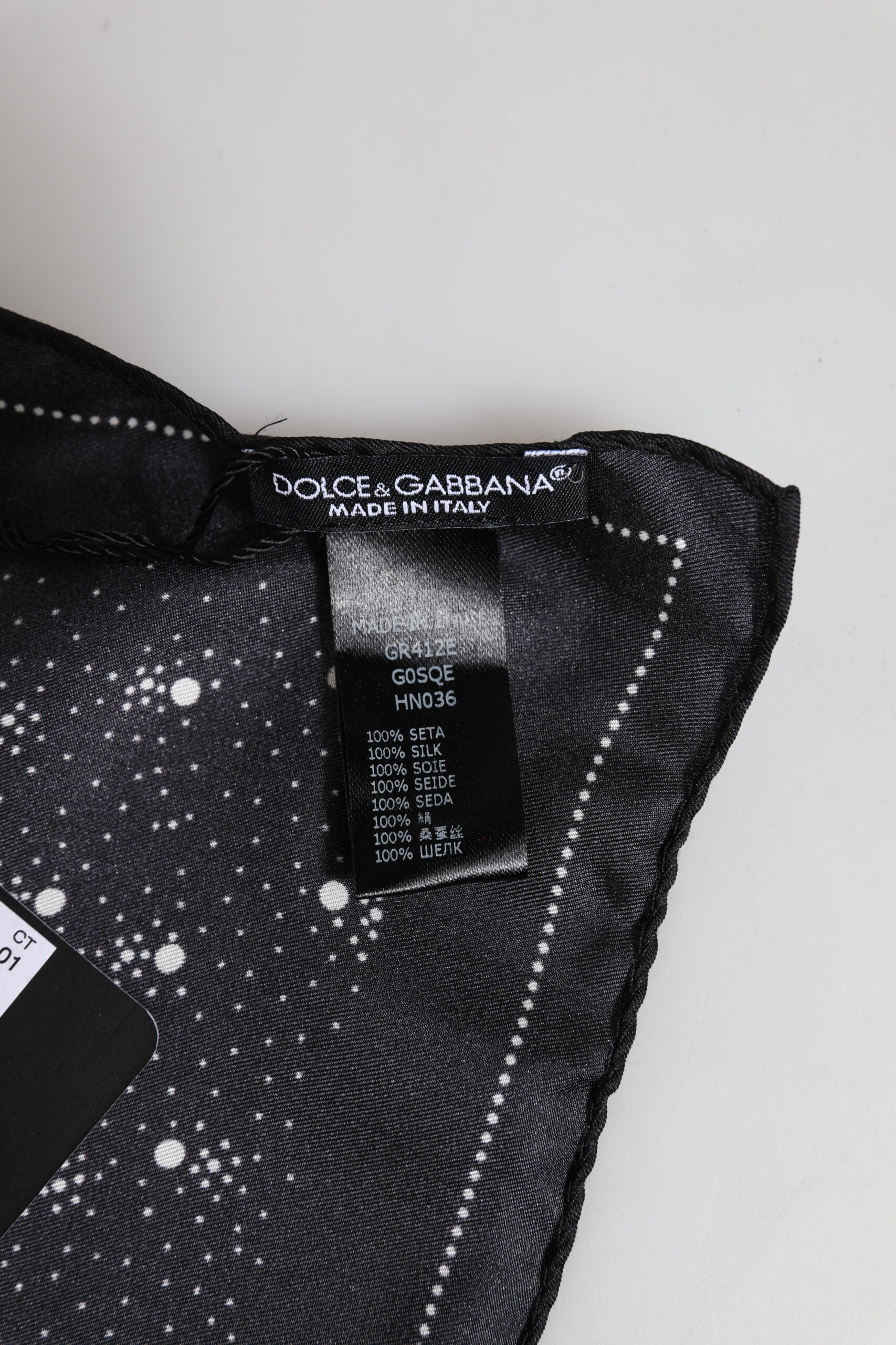 Dolce & Gabbana Black White Printed Square Men Foulard Scarf | Regal Royce