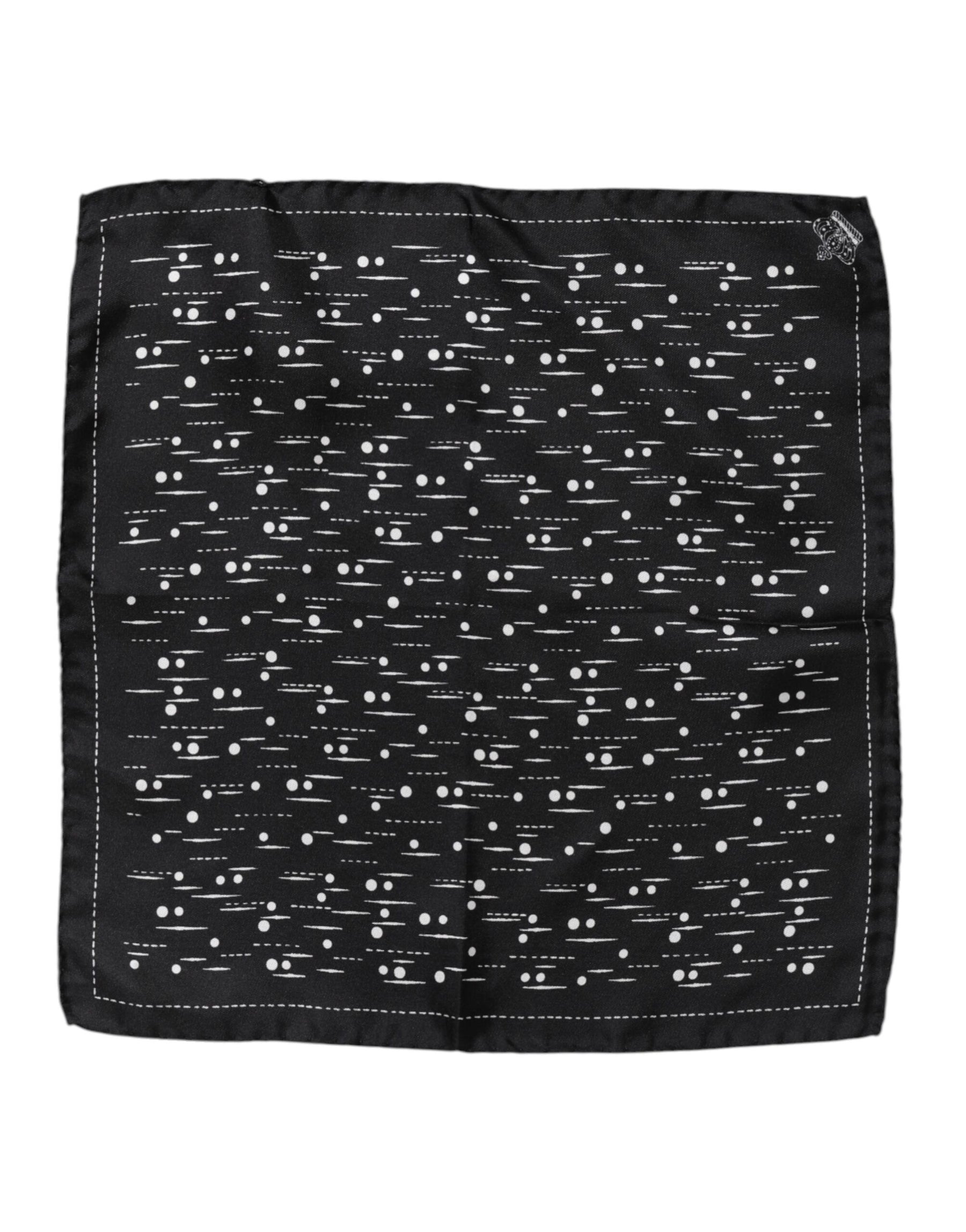Dolce & Gabbana Black White Printed Square Men Foulard Scarf | Regal Royce