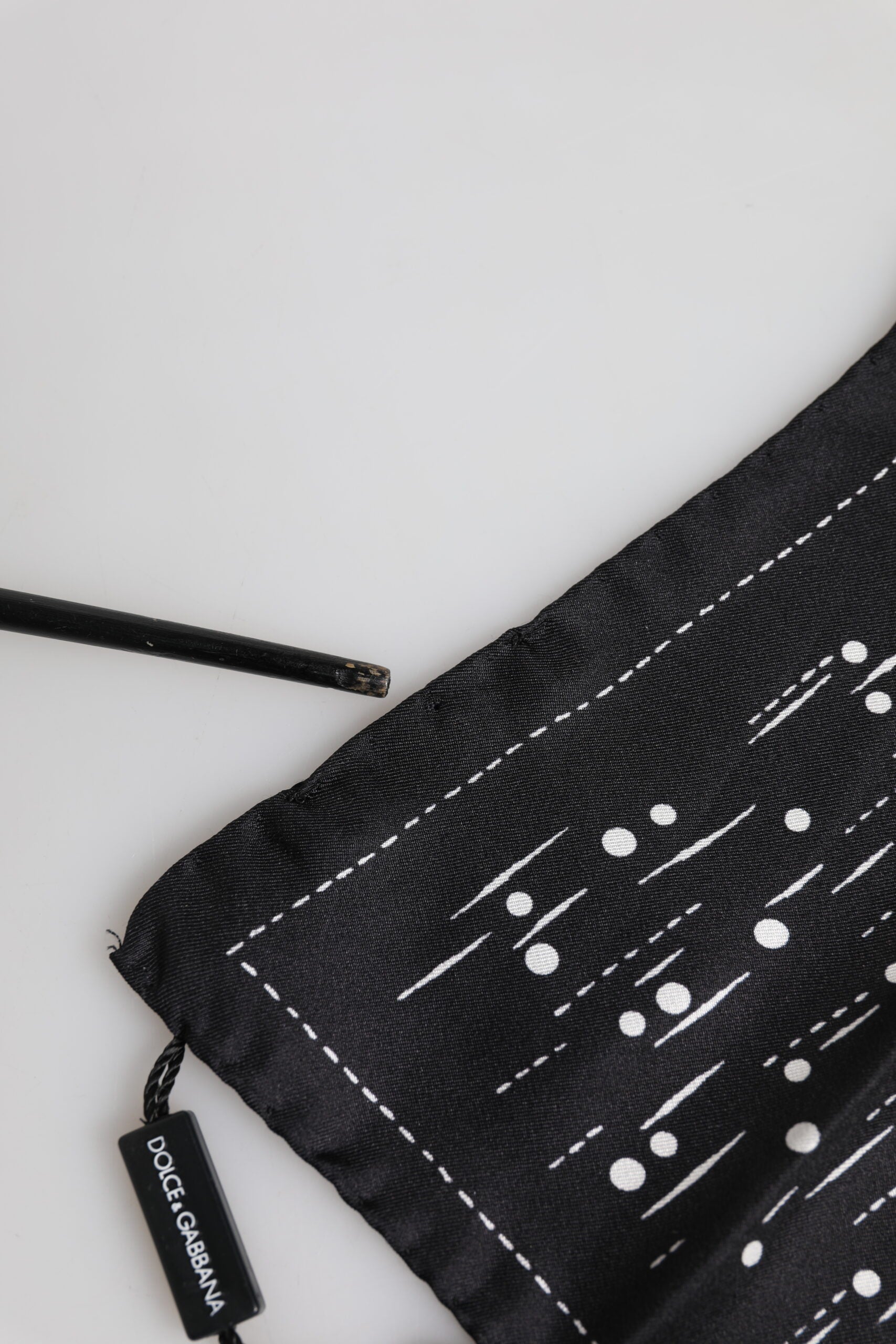 Dolce & Gabbana Black White Printed Square Men Foulard Scarf | Regal Royce