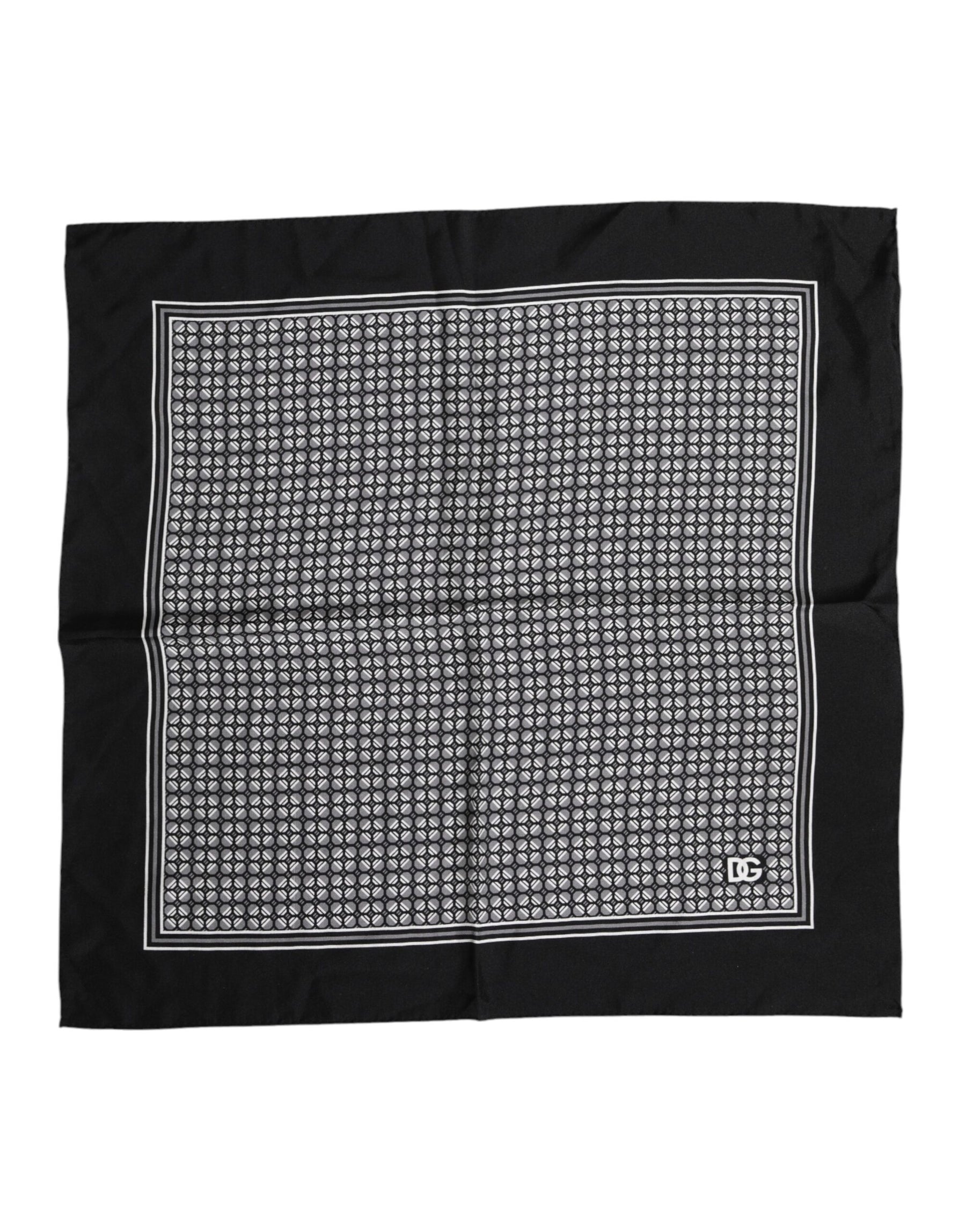 Dolce & Gabbana Black White Patterned Square Foulard Scarf | Regal Royce