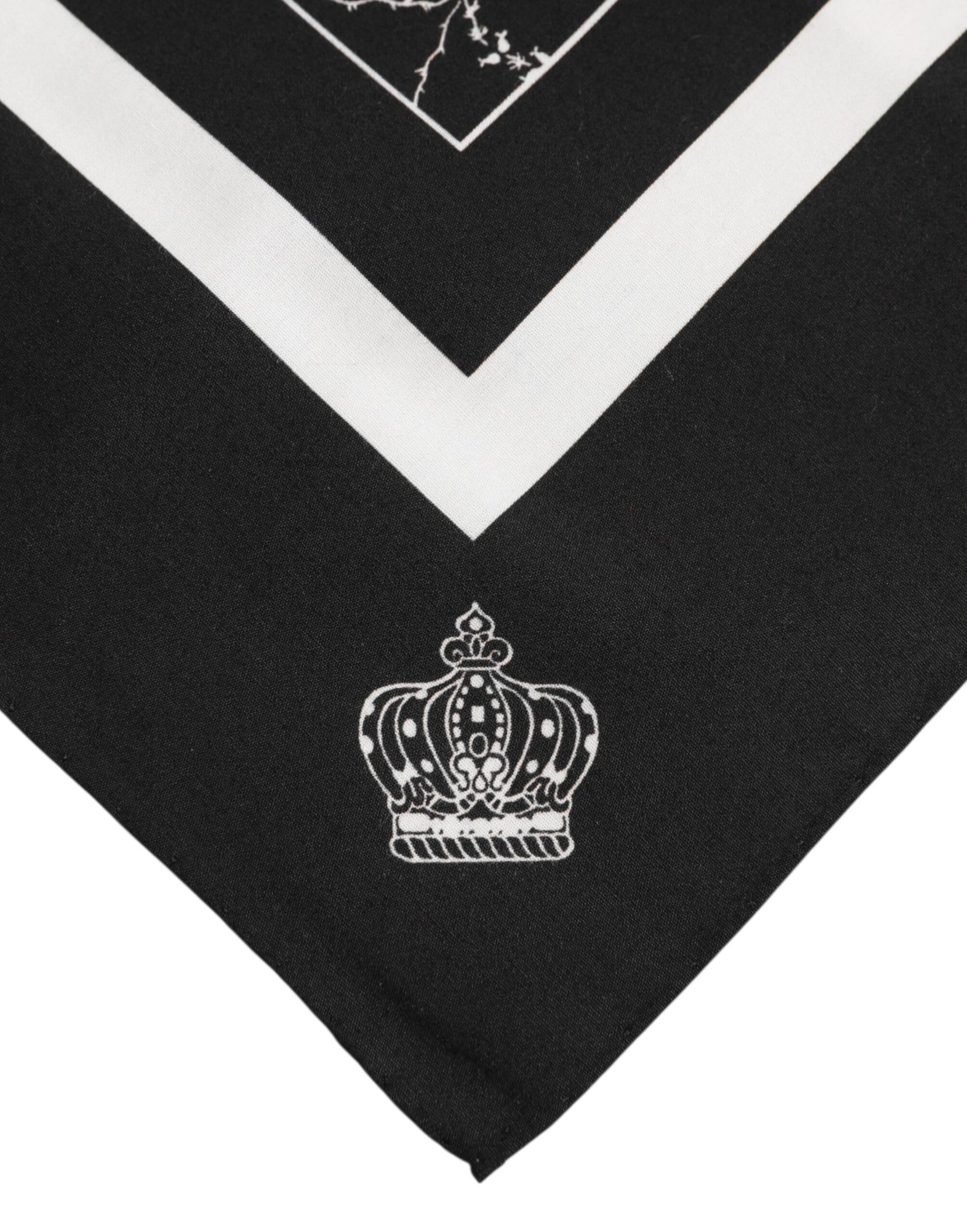 Dolce & Gabbana Black White Printed Square Foulard Scarf | Regal Royce