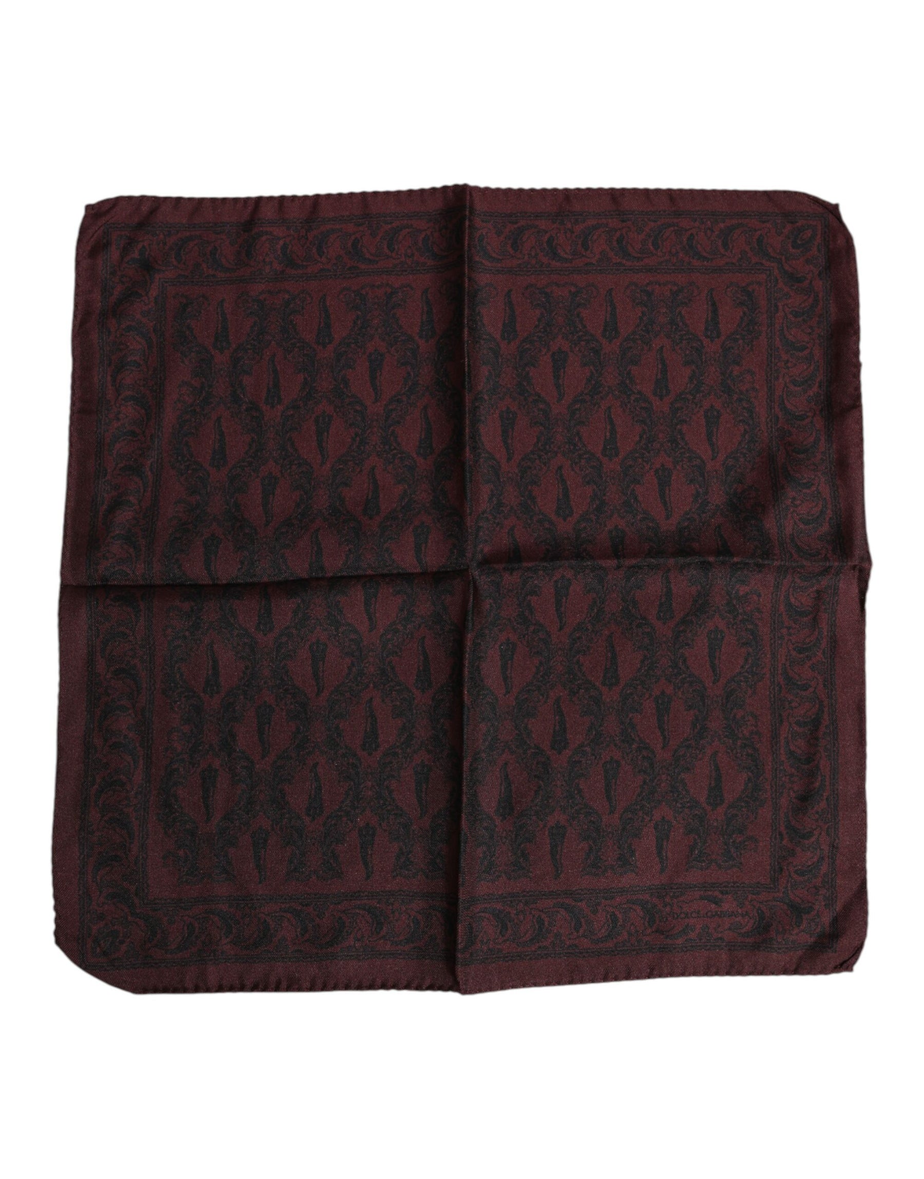 Dolce & Gabbana Maroon Black Printed Square Men Foulard Scarf | Regal Royce