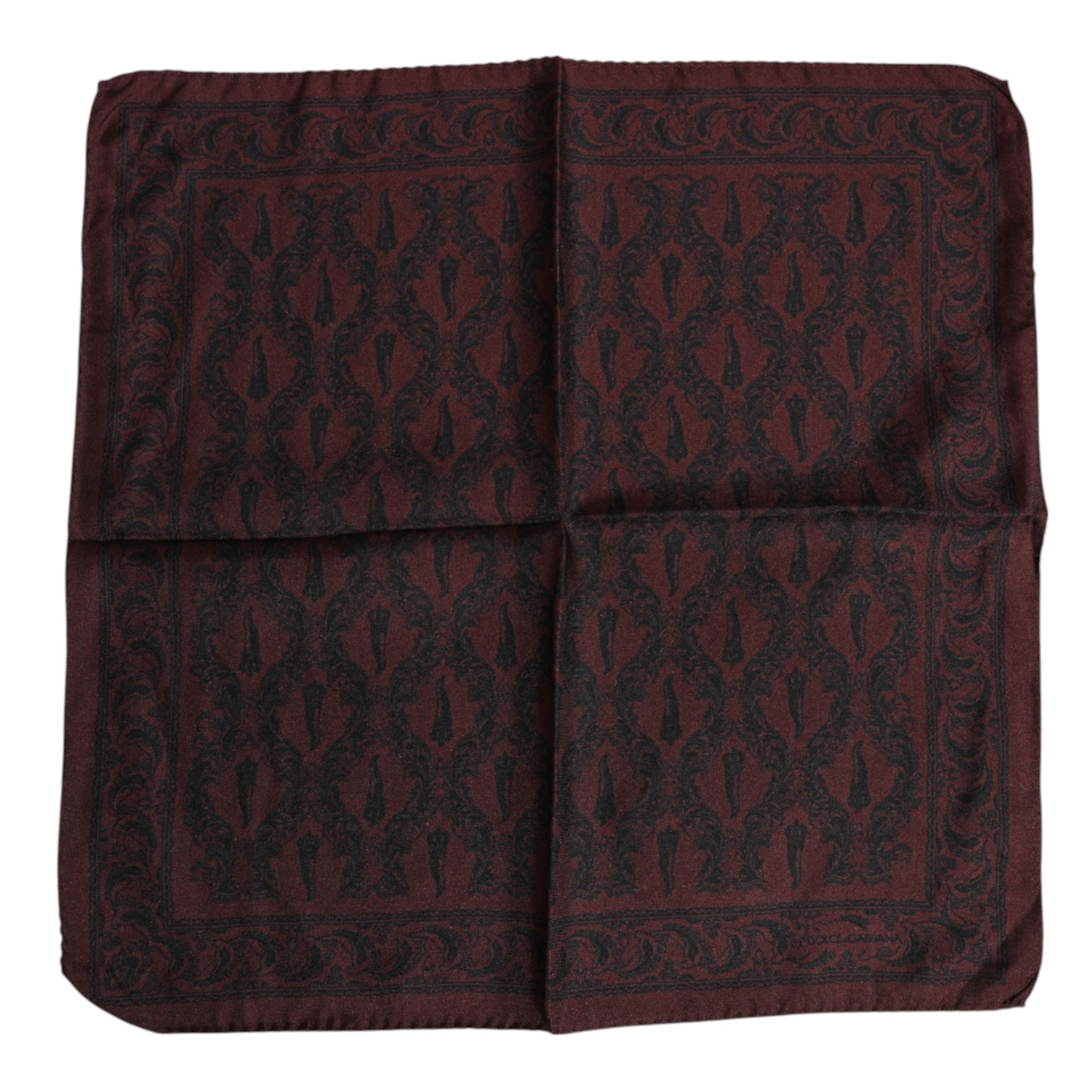 Dolce & Gabbana Maroon Black Printed Square Men Foulard Scarf | Regal Royce