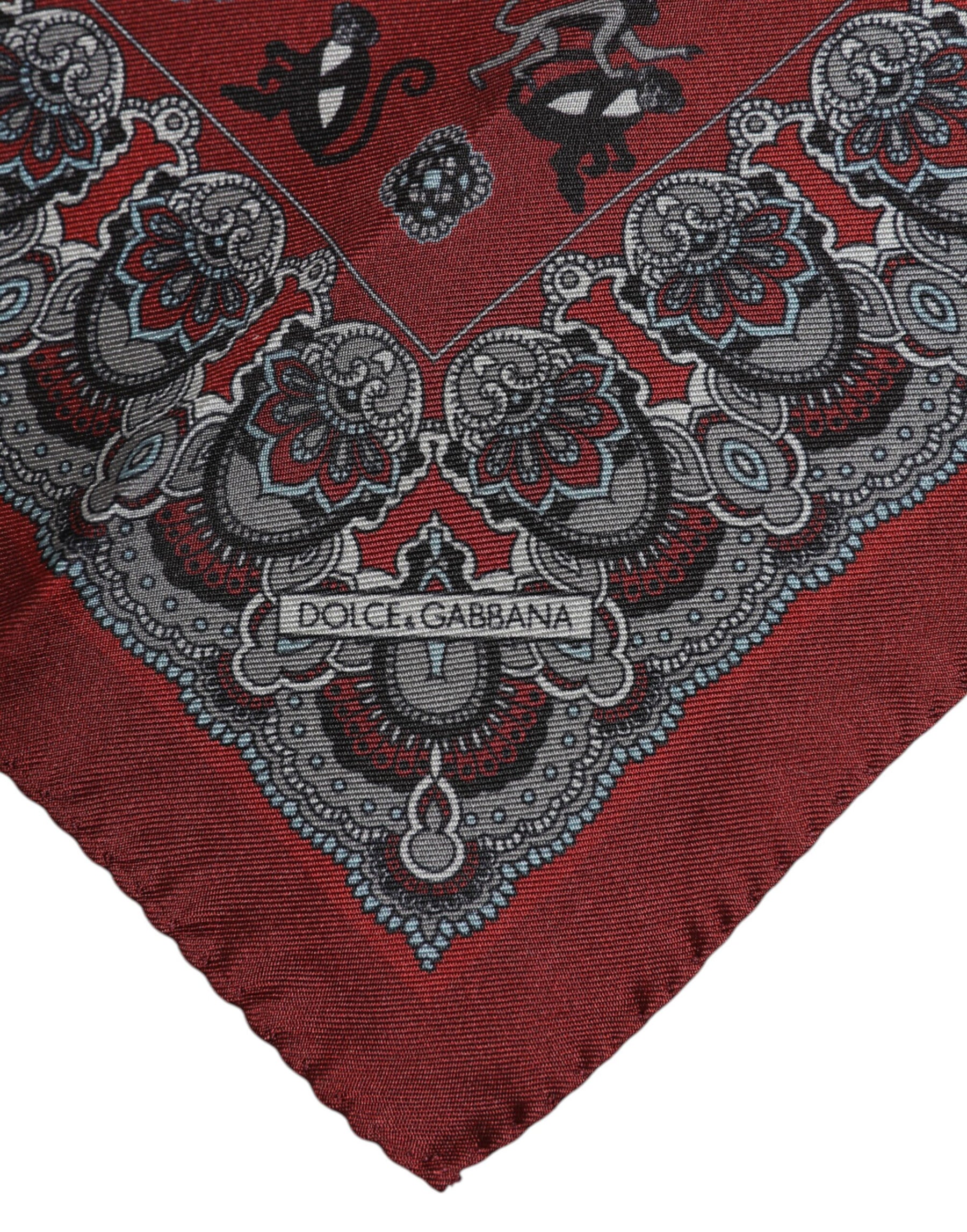 Dolce & Gabbana Maroon Monkey Print Silk Square Foulard Scarf | Regal Royce