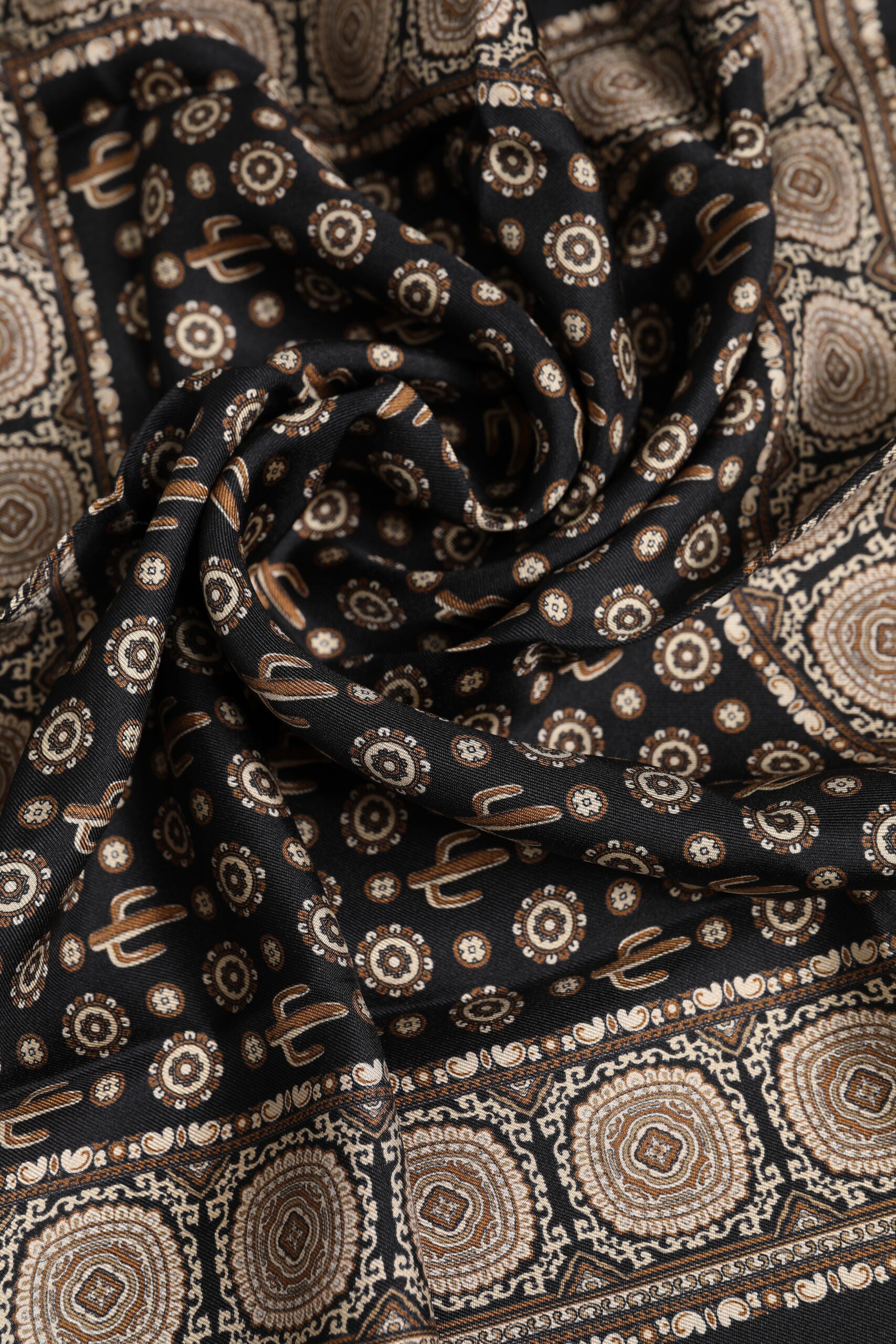 Dolce & Gabbana Black Brown Patterned Square Foulard Scarf | Regal Royce