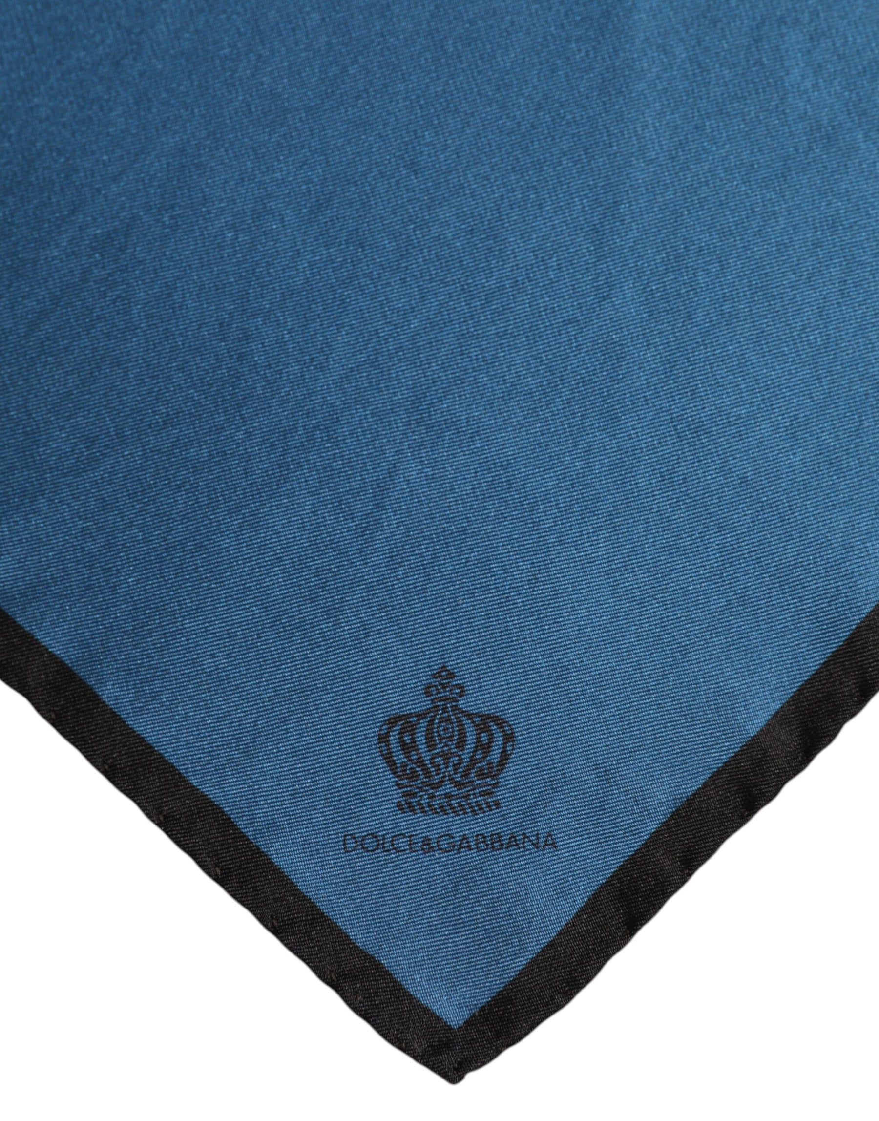 Dolce & Gabbana Blue DG Crown Silk Square Men Foulard Scarf | Regal Royce