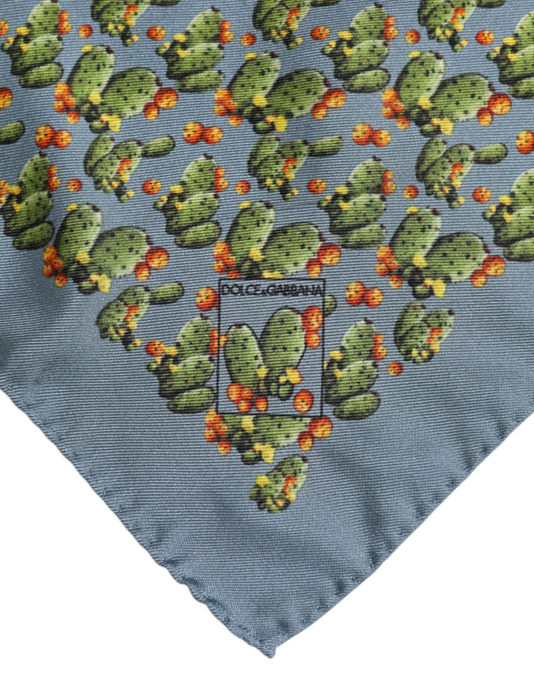 Dolce & Gabbana Gray Green Cactus Print Square Foulard Scarf | Regal Royce