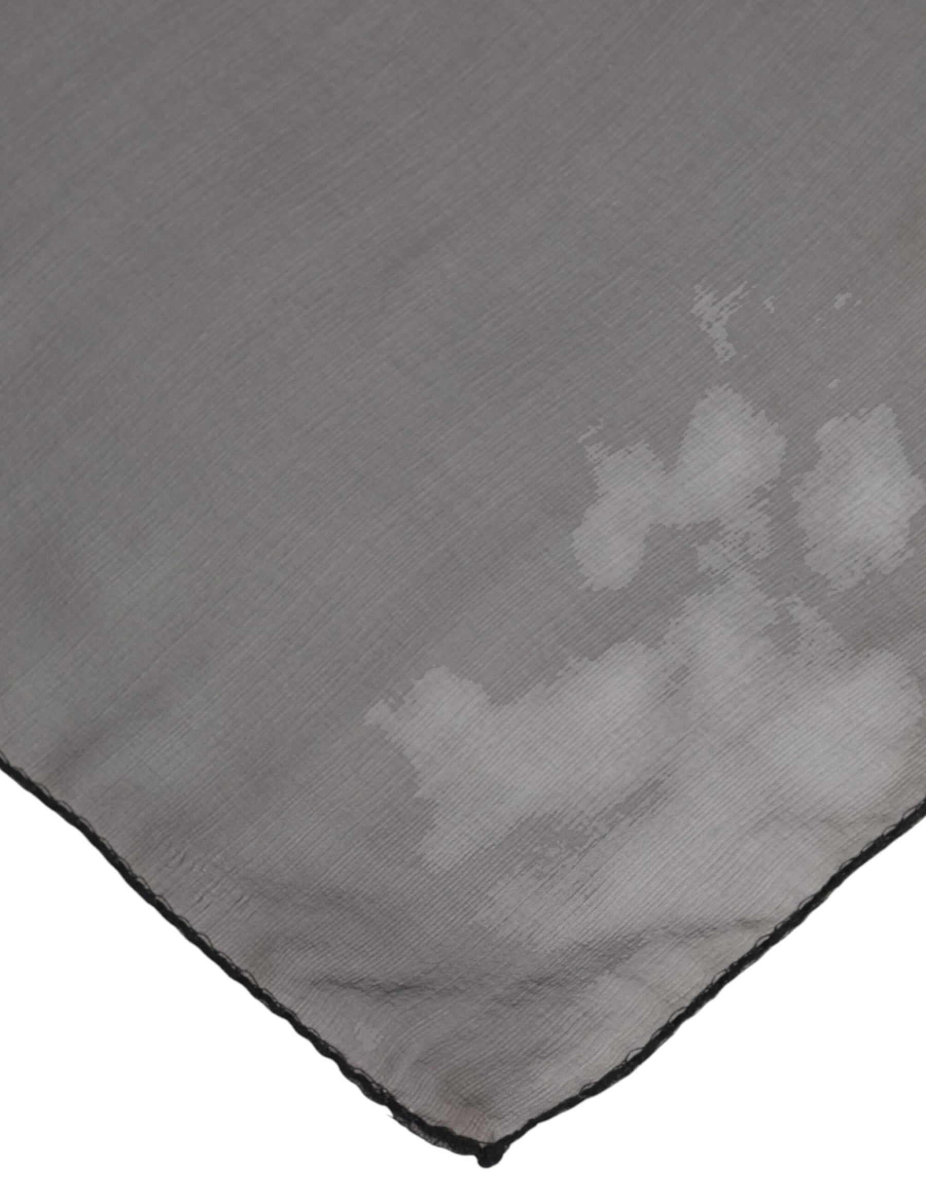 Dolce & Gabbana Gray Black Silk Square Women Foulard Scarf | Regal Royce